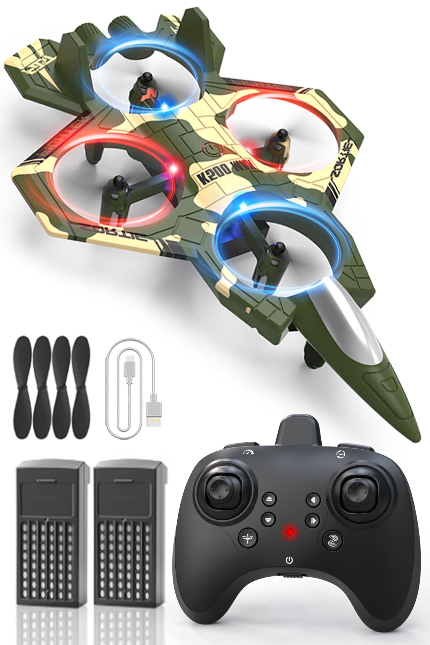 Hnvuxs Fighter Mini RC Airplane for Kids and Beginners - Hand Launch Stunt Drone with Auto Hover, 3D Flips, Easy Joystick Control, 3 Speeds, Propeller Guards, Indoor Outdoor Toy Gift