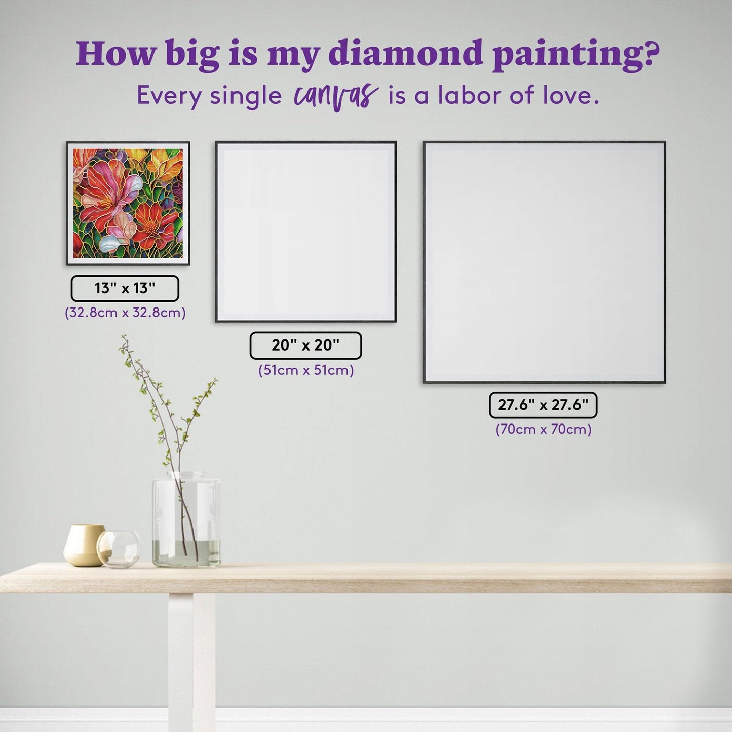 DIAMOND ART CLUB Stained Glass Flower Diamond Painting Kit, Fun DIY Crafts for Adults, Round Diamond Art Canvas, 13" x 13" (32.8 cm x 32.8 cm)