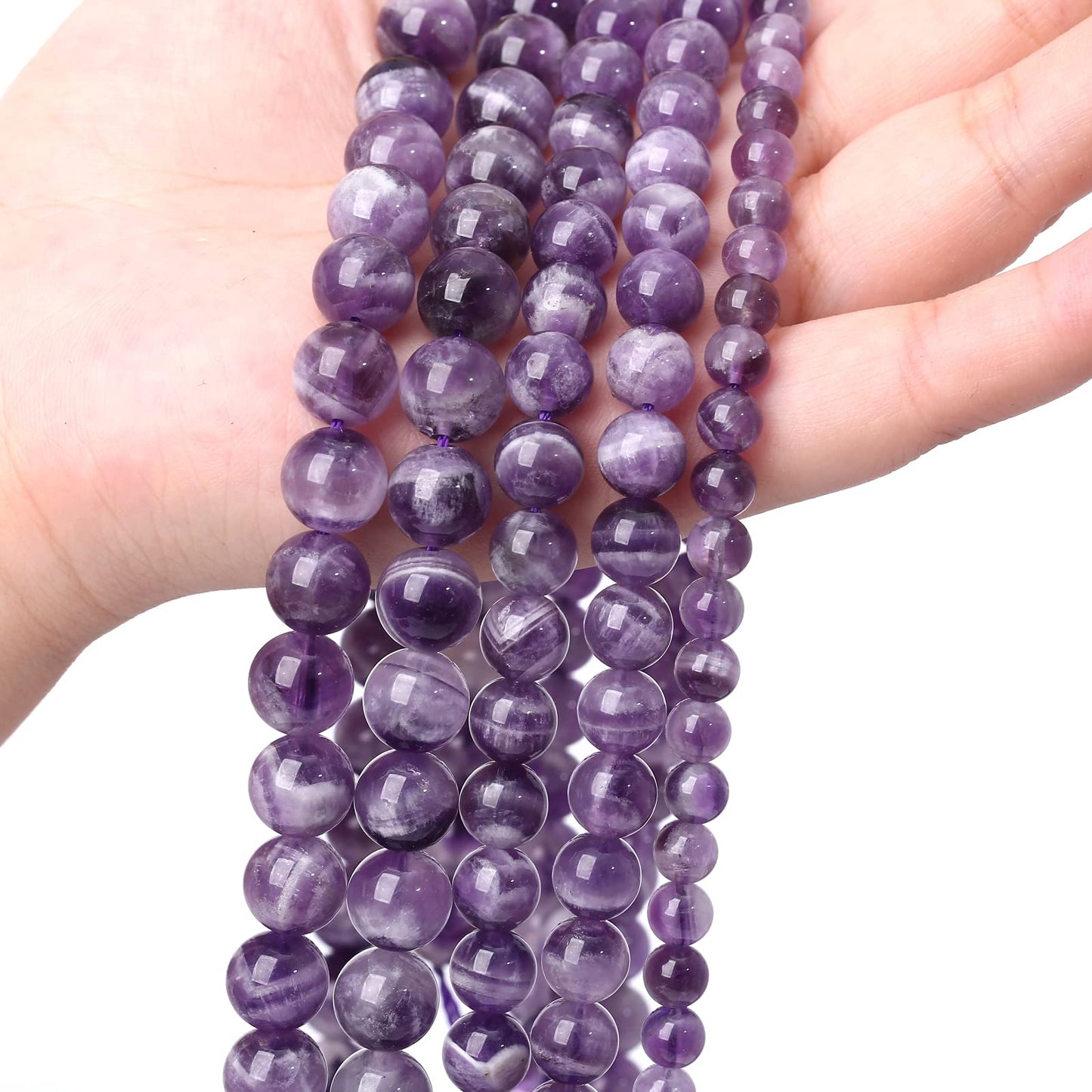 Natural Purple Dream Lace Amethysts Beads Crystal Round Loose Beads for Jewelry Making 6mm 60PCS 1 Strand 15" (Purple Dream Lace Amethysts, 6mm)