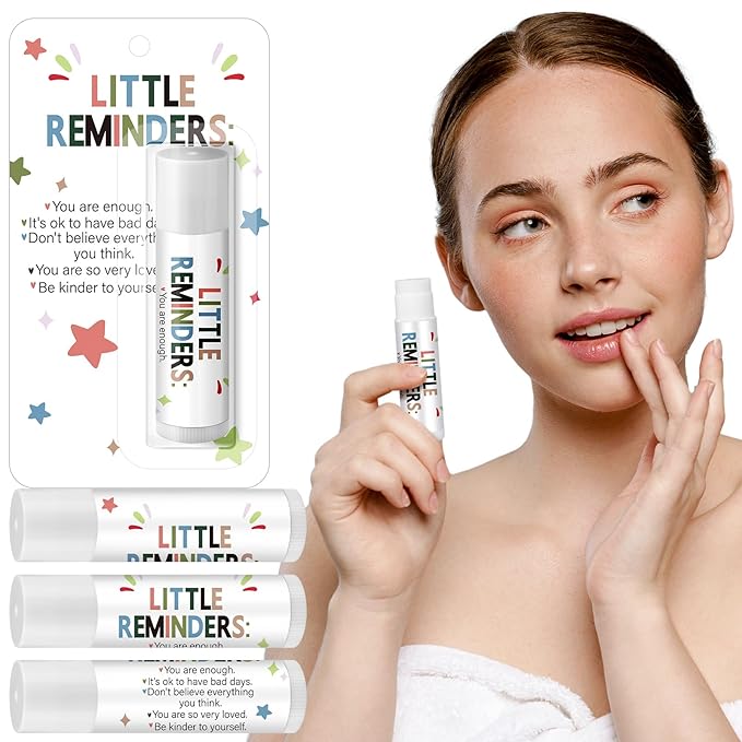 30 Pack Christmas Employee Appreciation Gift Lip Balms Bulk Staff Teacher Team Volunteer Thank You Gift Thanksgiving Christmas Appreciation Party Favor for Women Men(Little Reminders,Colorful)