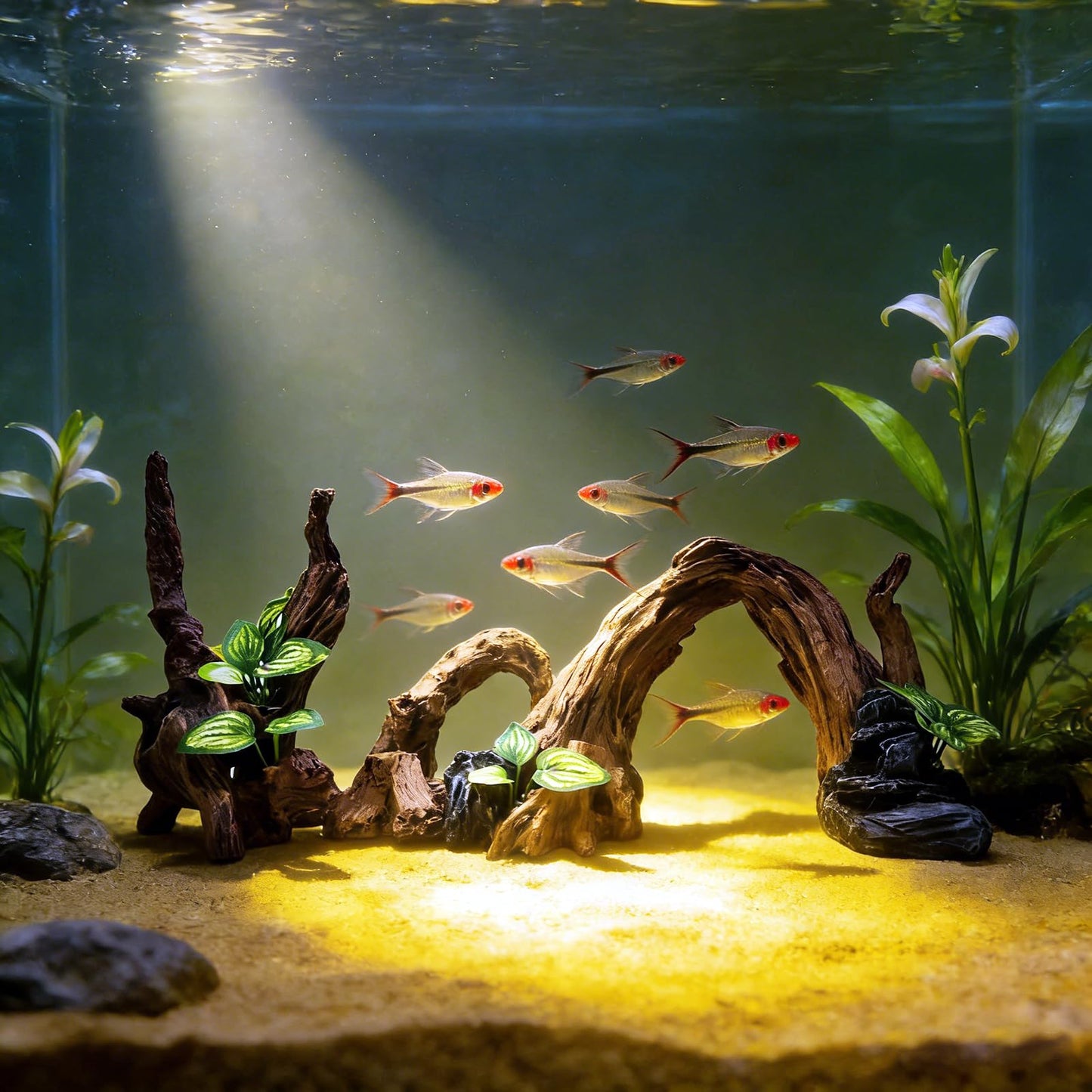 PEUILST Large Fish Tank, Sunken Wood Decoration, Aquarium Accessories, Artificial Driftwood Landscape Center Ornaments, Suitable for Decorating Fighting Fish, Shrimp, Goldfish, and Reptiles