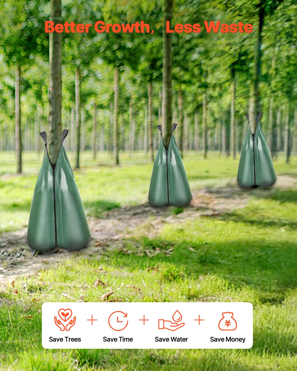 VEVOR Tree Watering Bag, 25 Packs 20 Gallons Watering Bags for New Trees, 5-9 Hours Slow Release Refillable Tree Drip Irrigation Bags with Zipper, Durable Tree Watering System for Deep Root Targeting