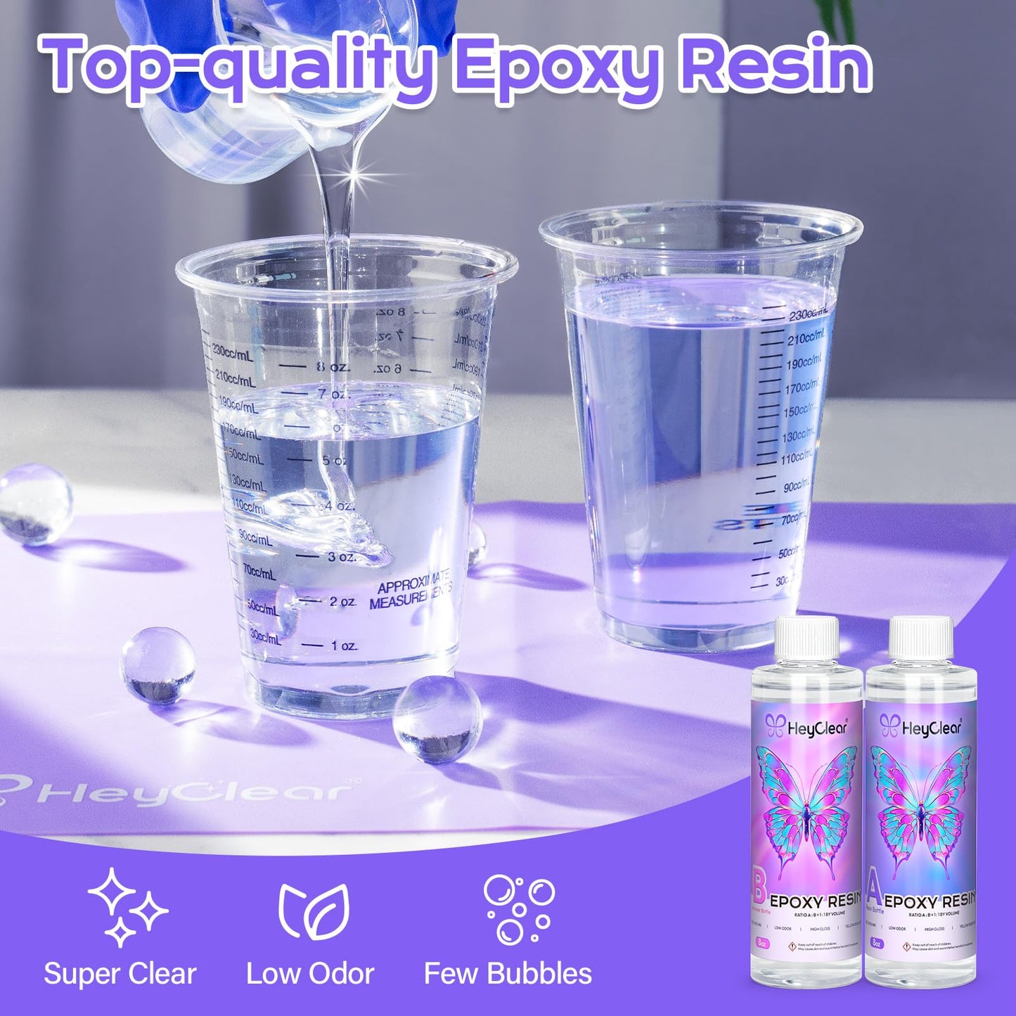 HeyClear 16 oz Epoxy Resin Kit with Molds for Beginners, Super Clear and Hard Resina Complete Craft Supplies Set for Starters Casting Arts Crafts for Adults, Jewelry Making, DIY Creation Gifts