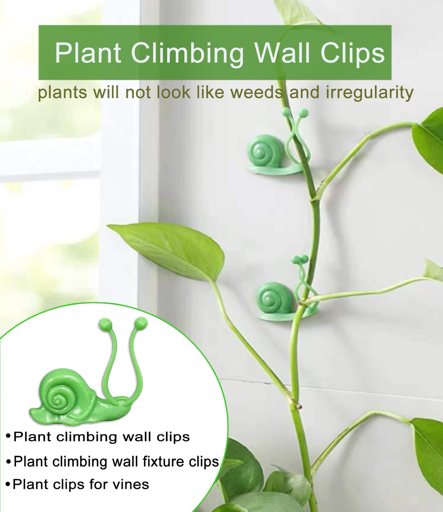 Lasyman 50PCS Plant Wall Clips: Vine Climbing Self-Adhesive Invisible Fixing Hook for Wall & Garden Decoration