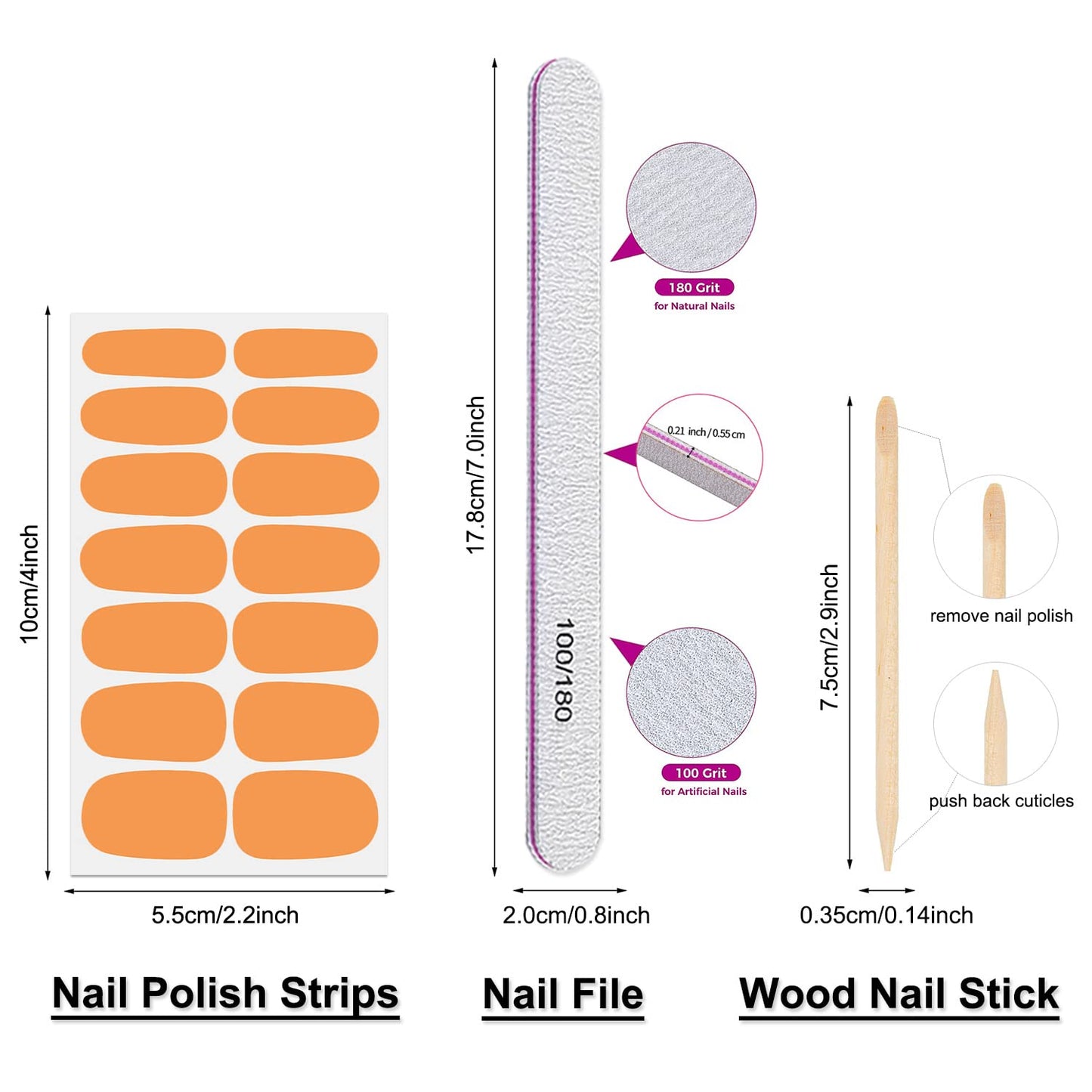 Nail Polish Strips - Solid Color & Glitter, DANNEASY 24 Sheets Nail Wraps for Women Gel Nail Strips Stick on Nail Polish Stickers Self Adhesive Manicure Sticker for Nail Art with File, Cuticle Stick
