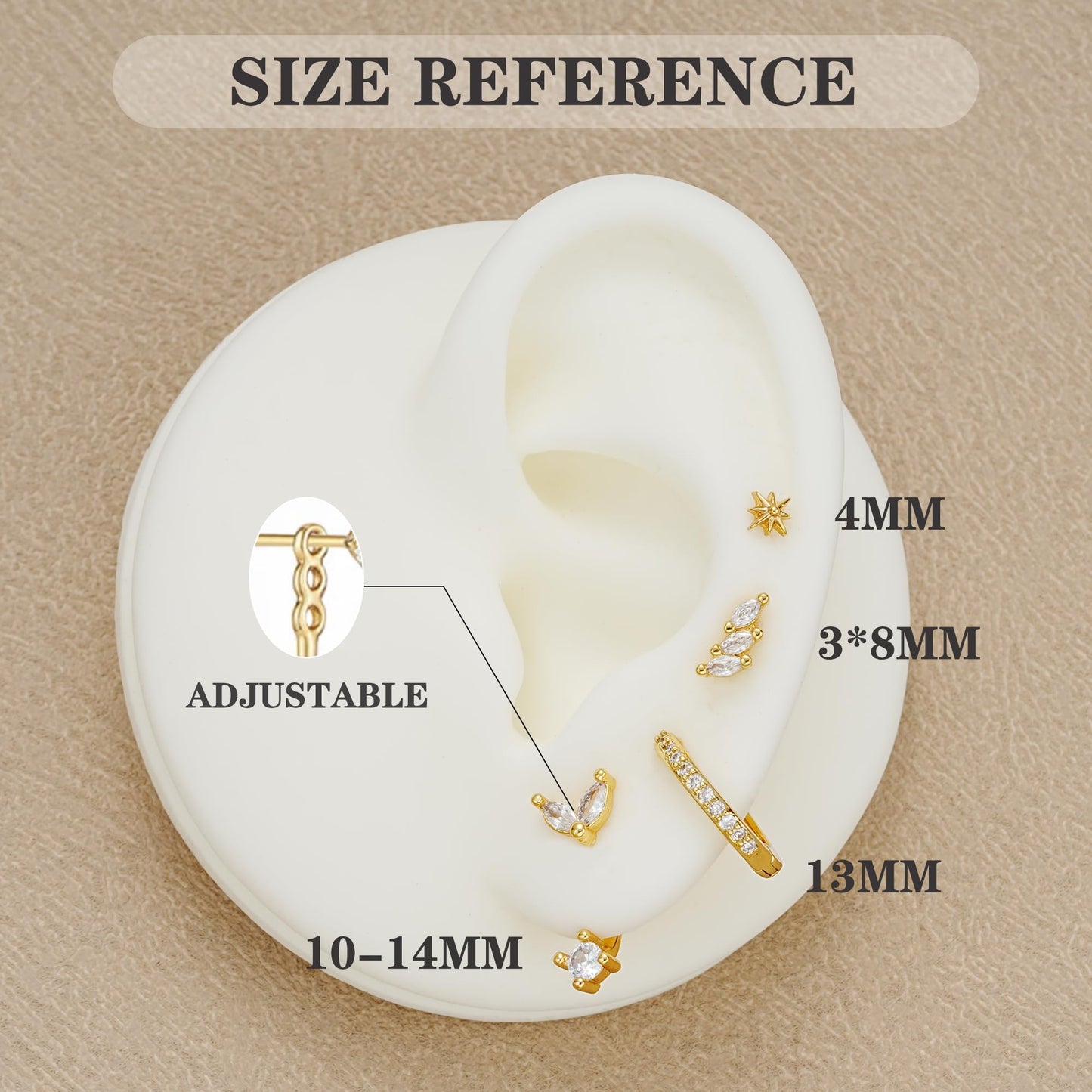 Gold Stud Earrings for Women, 6 Pairs 14K Hypoallergenic Cartilage Earrings for Multiple Piercing, Dainty Small Stackable Hoop Ball Earrings Set (Gold-4 Pairs A)