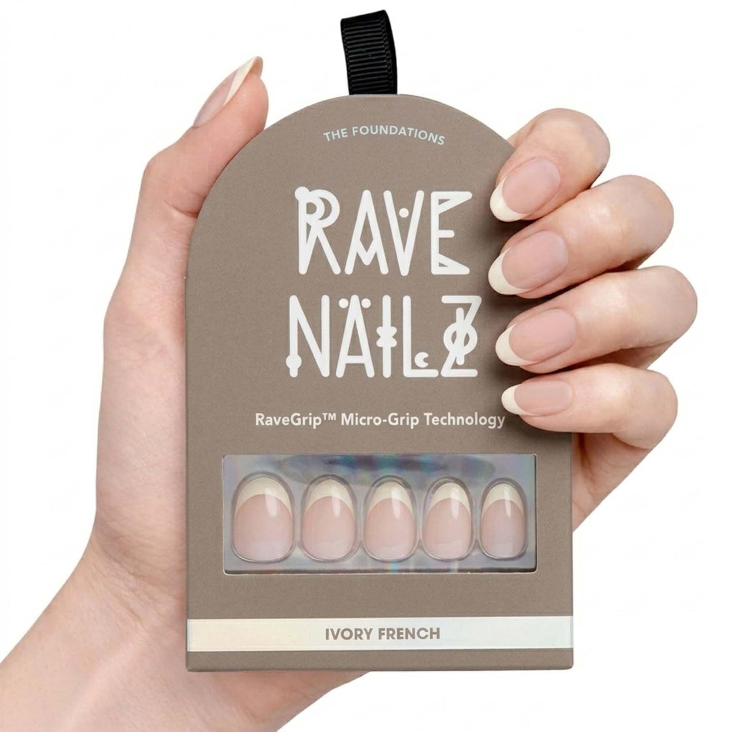 Rave Nailz Ivory French Tip Press On Nails (30 Count) - Short Oval Glossy Press On Nails with Subtle Elegance - Chip-Resistant Fake Nails with Glue, Includes File, Long-Lasting 2+ Weeks