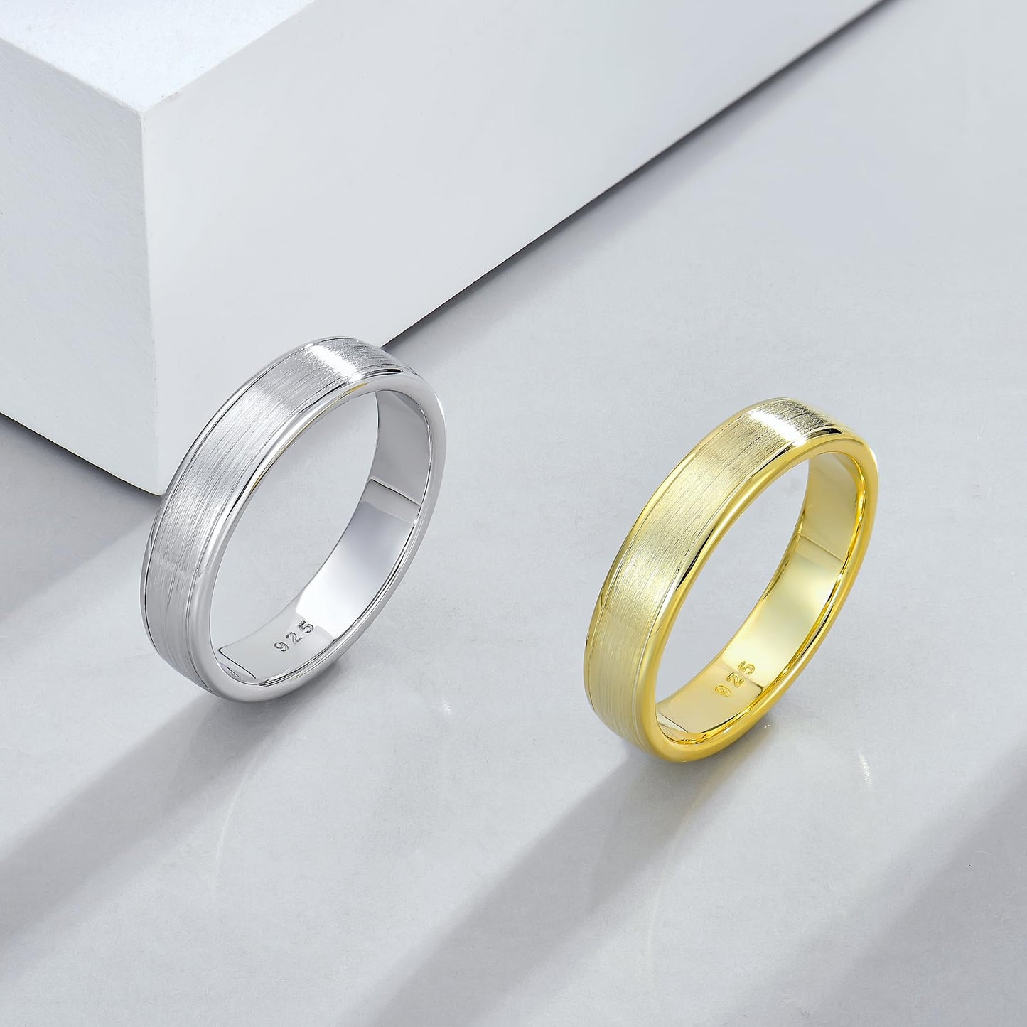 STARCHENIE 5mm Wedding Band Ring, Solid 925 Sterling Silver, Brushed Matte Finish, Comfort Fit, Size 7