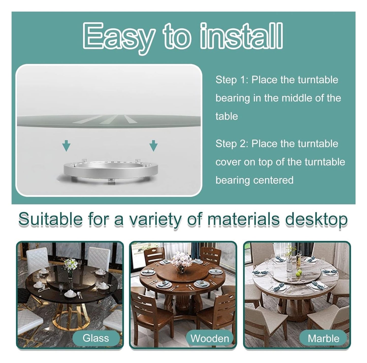 Lazy Susan，Ball Bearings， Turntable Silent Base for Round Table Hardware for Dining TV Computer Monitor Cake Stand(20cm (8inch))