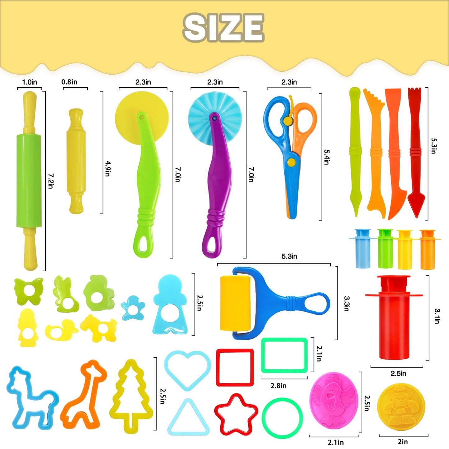 LCY WEDSHI Dough Tool Set, 49 Pcs Dough Tools Sets for Kids Ages 4-8, Dough Accessories Includes Animal Molds, Cutters Roller, Rolling Pins, Safety Scissors, Plastic Knife
