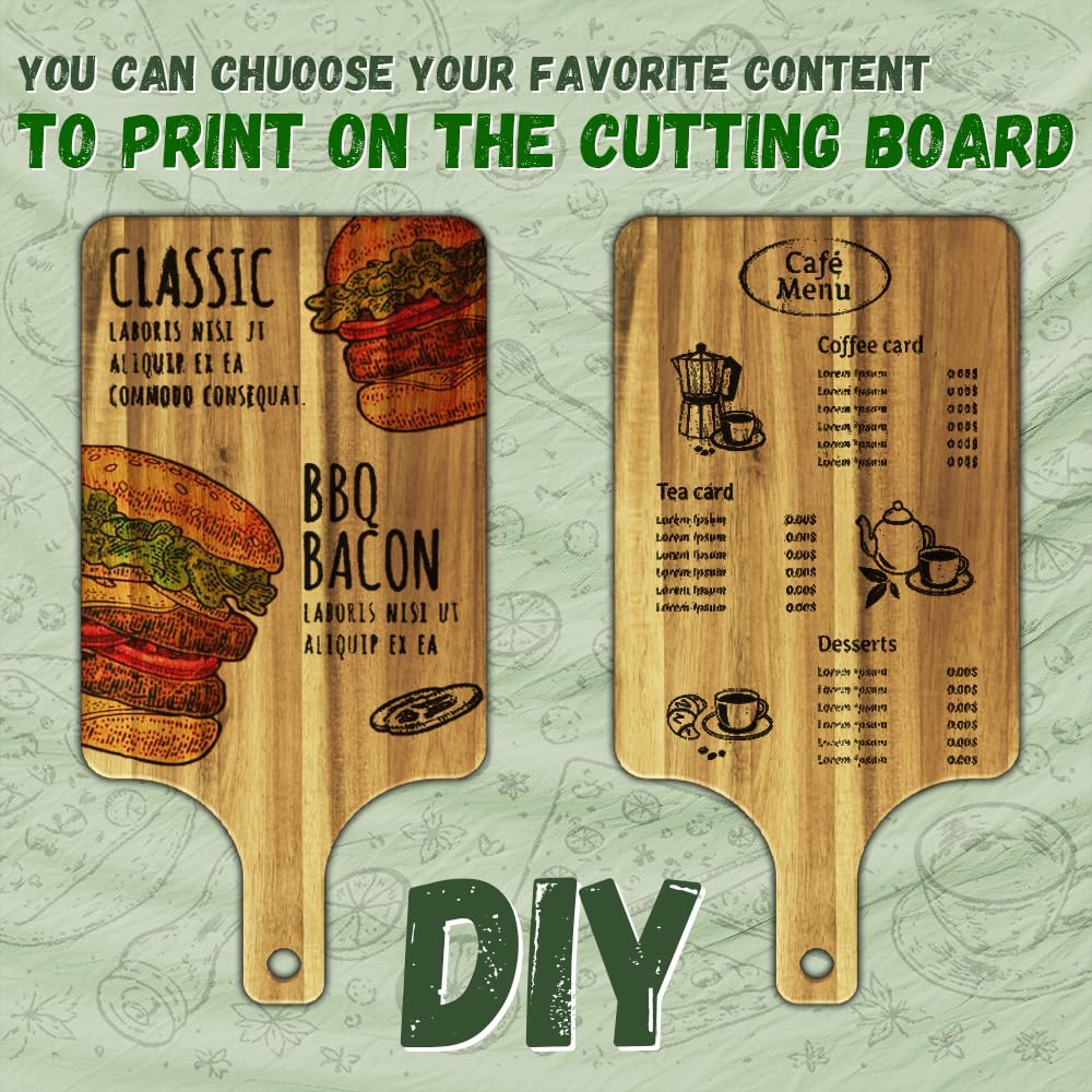 Premium Acacia Wood Cutting Board with Handle, 13.8"X7.1" Cutting Boards for Kitchen, Small Cutting Board for Cheese & Meat, Charcuterie Boards, Wooden Trays, Kitchen Gifts (5Pcs)