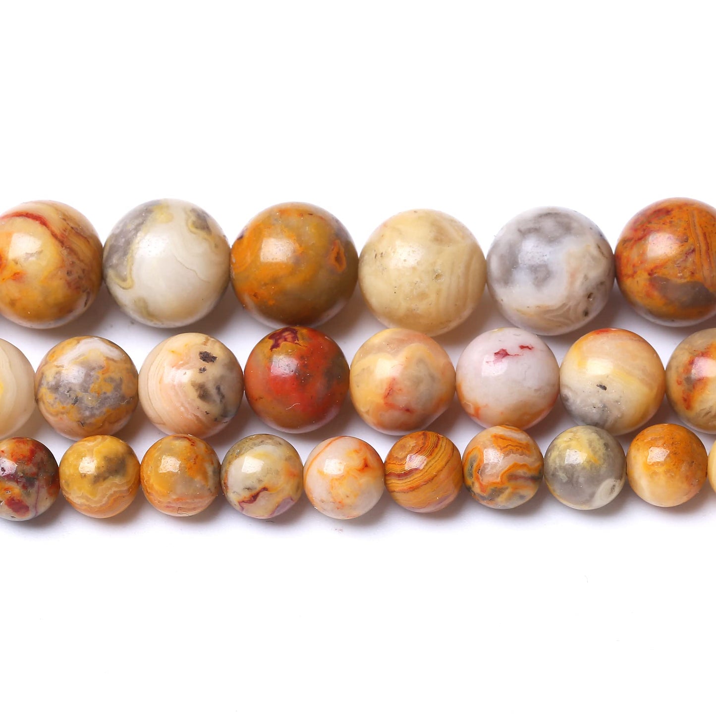 10MM Crazy Lace Agate Round Loose Beads Natural Gem Beads Crystal Energy Stone Beads for Jewelry Making DIY Bracelet Necklace