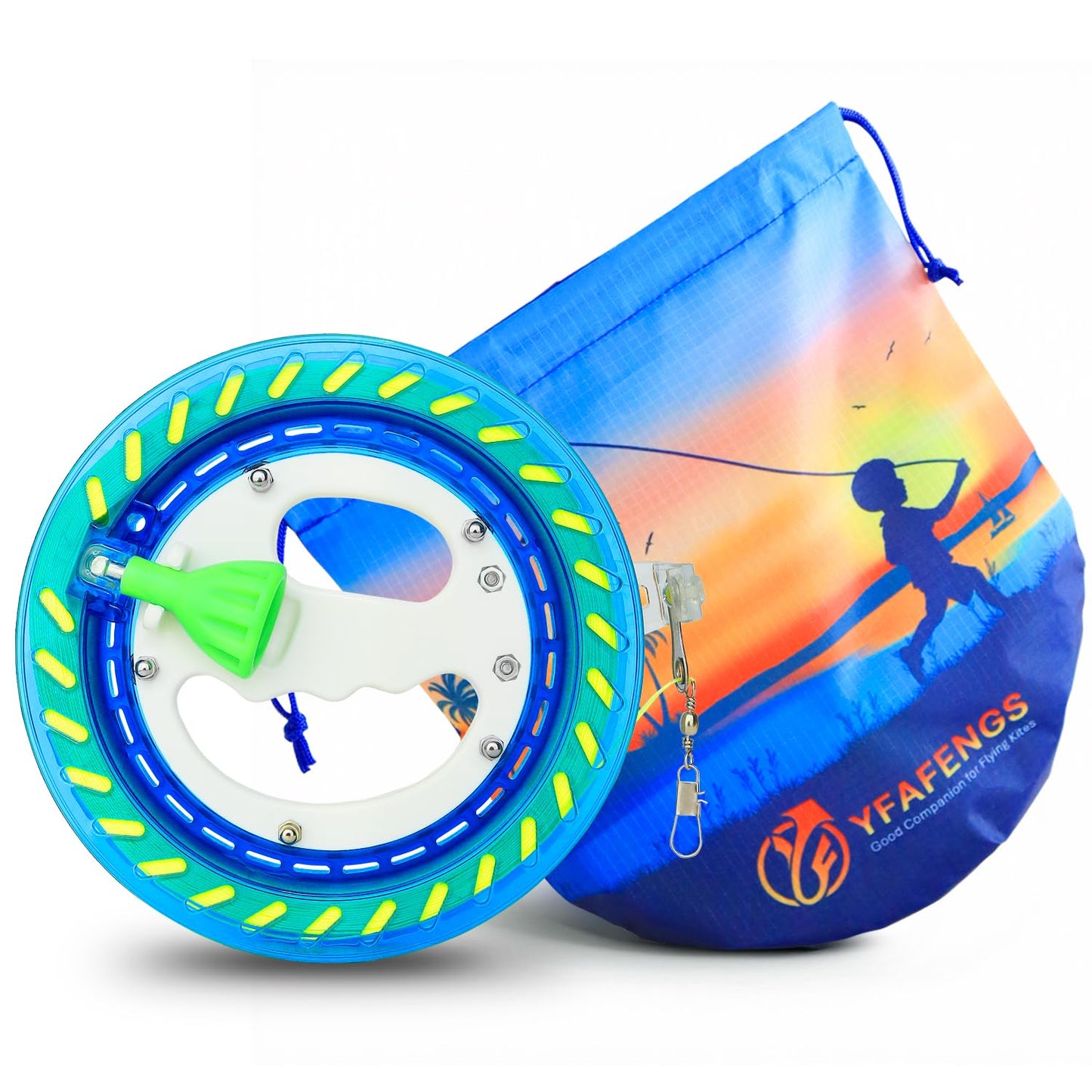 YFAFENGS Kites Reels for Adults, Professional Kite String Reel Winder for Adults, 1000FT Line Spool, Kite String Spool with Lock, for Outdoor Kites(Blue, 7 inches) ﻿ ﻿ ﻿