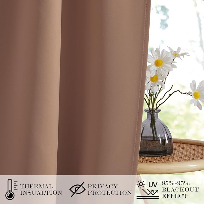 NICETOWN Sidelight Curtains for Front Door Blackout Thermal Insulated Window Drapes for Living Room, Kitchen Back Door Short Drapes for Privacy, 1 Panel,254W by 64L Inches, Cappuccino