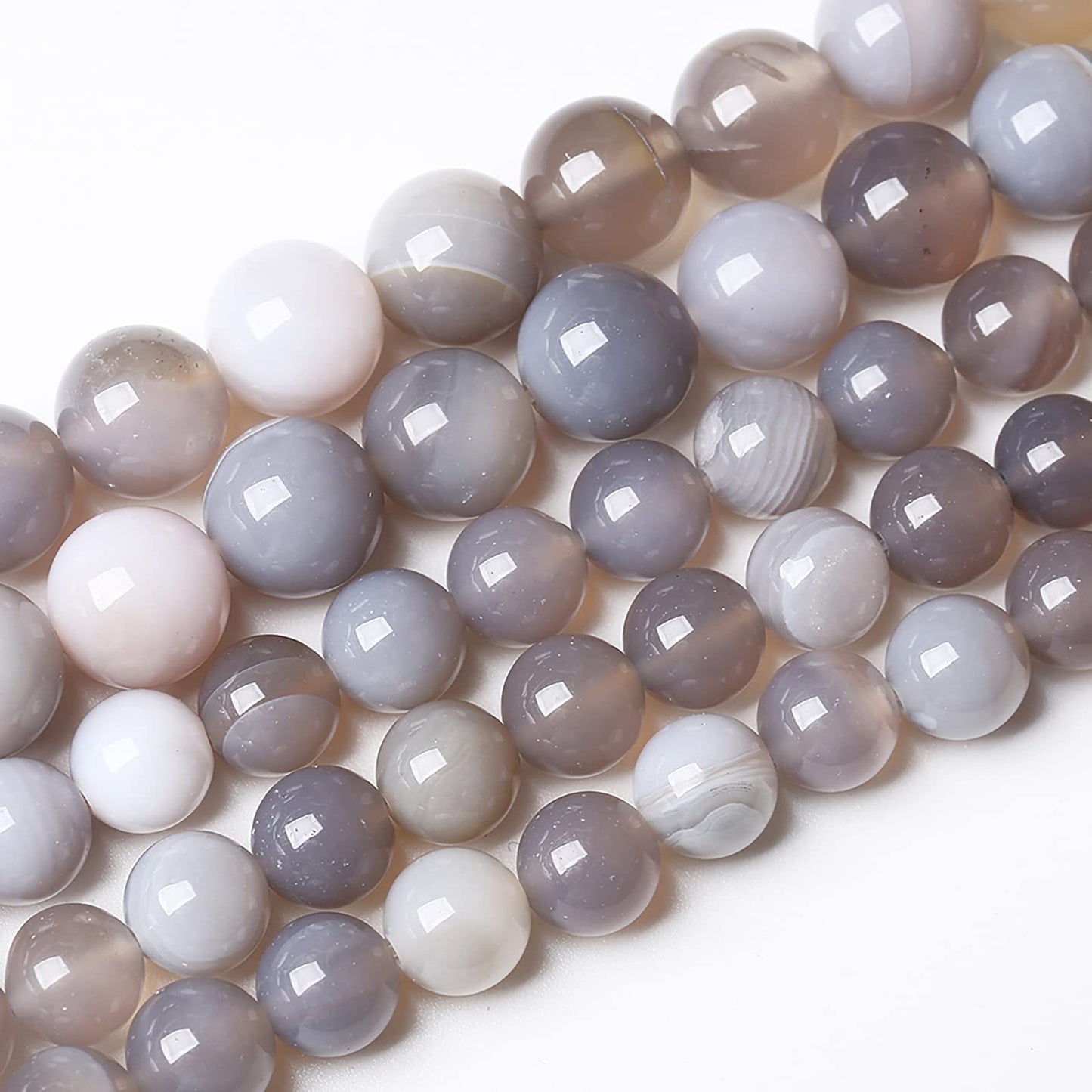 60pcs 6mm Natural Gray Striped Agate Beads for Jewelry Making Round Loose Beads DIY Bracelets Necklaces Energy Healing Stone Beads 15"(6mm, Gray Striped Agate)