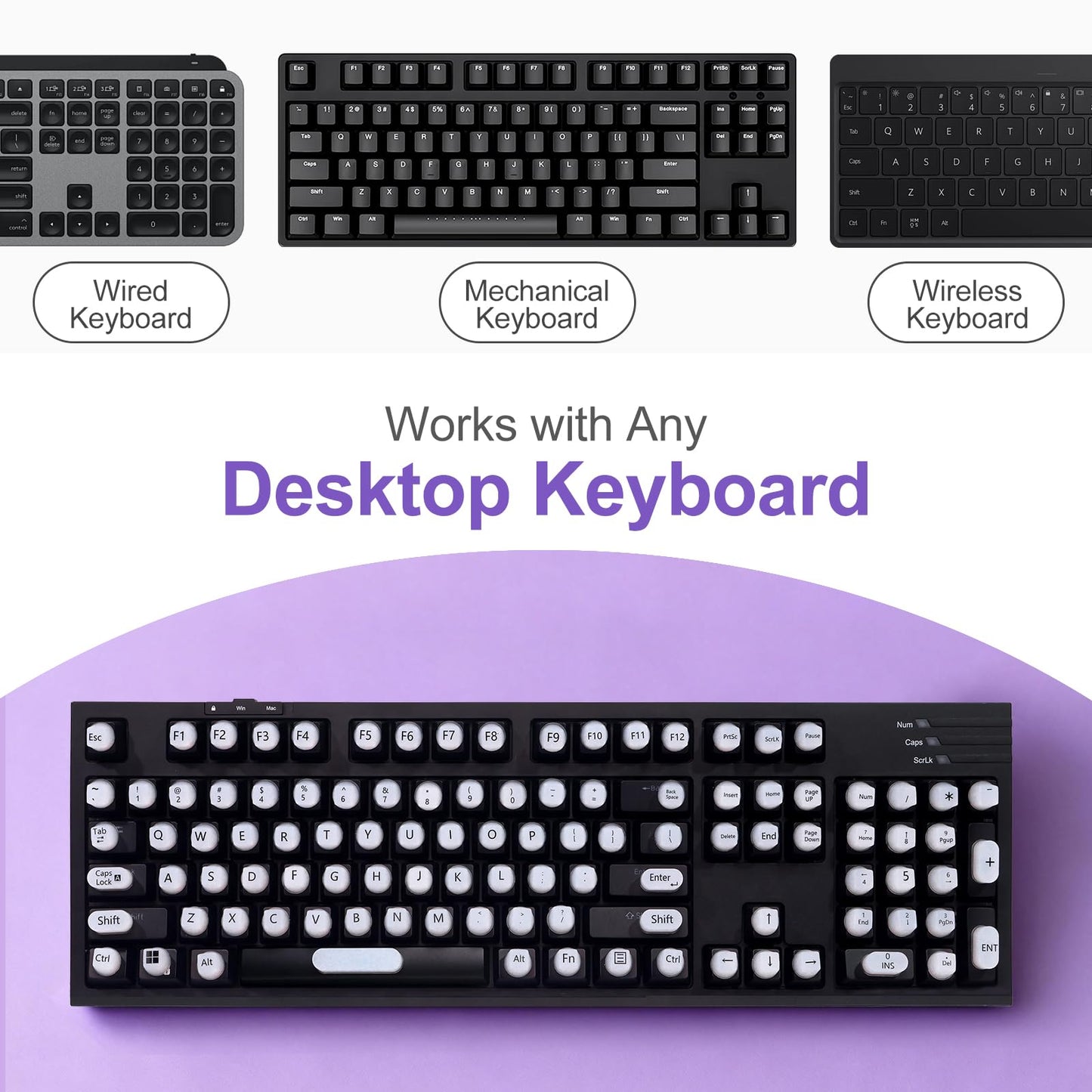 130 Pcs Raised Silicone Keyboard Sticker for Long Nails Typing and Gaming, Stable and Comfortable, Anti-Damage Symbolic and Alphanumeric Keys for Keyboards and Laptops (White, 130pcs)