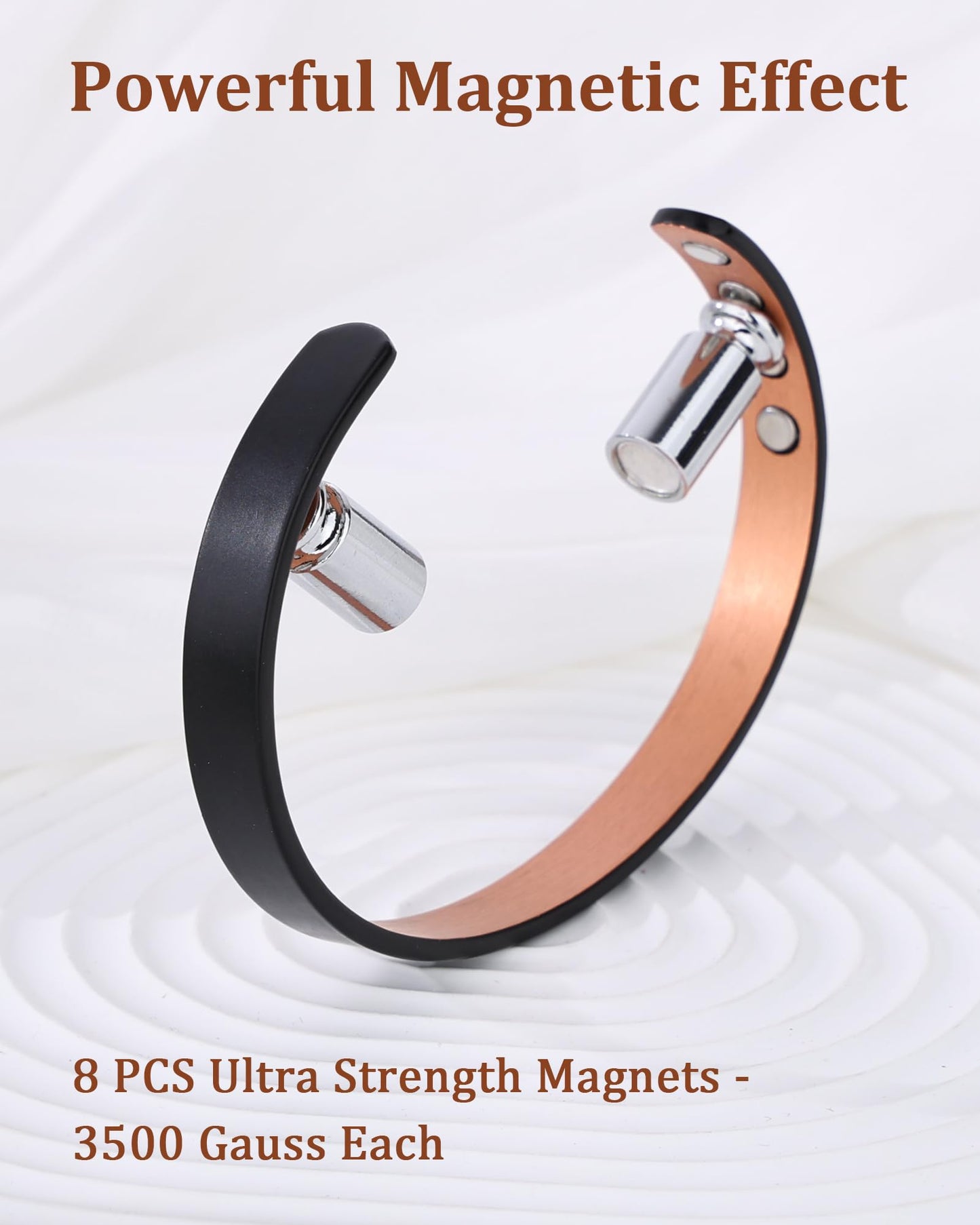 BioMag 2Pcs Copper Bracelets for Women Men, 99.99% Pure Copper Cuff Bangle with 8 Pcs Magnets with 3500 Gauss Magnets, Adjustable Size, Simple and Stylish Design