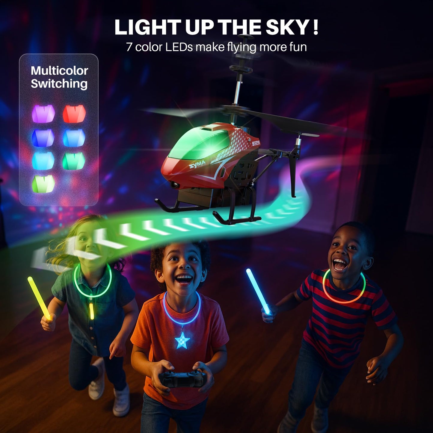 SYMA RC Helicopter, Remote Control Helicopter with 40 Mins Flight Time(2 Batteries), Auto Obstacle Avoidance, 7 LED Lights and Altitude Hold, Gifts Toys for Kids 8-12