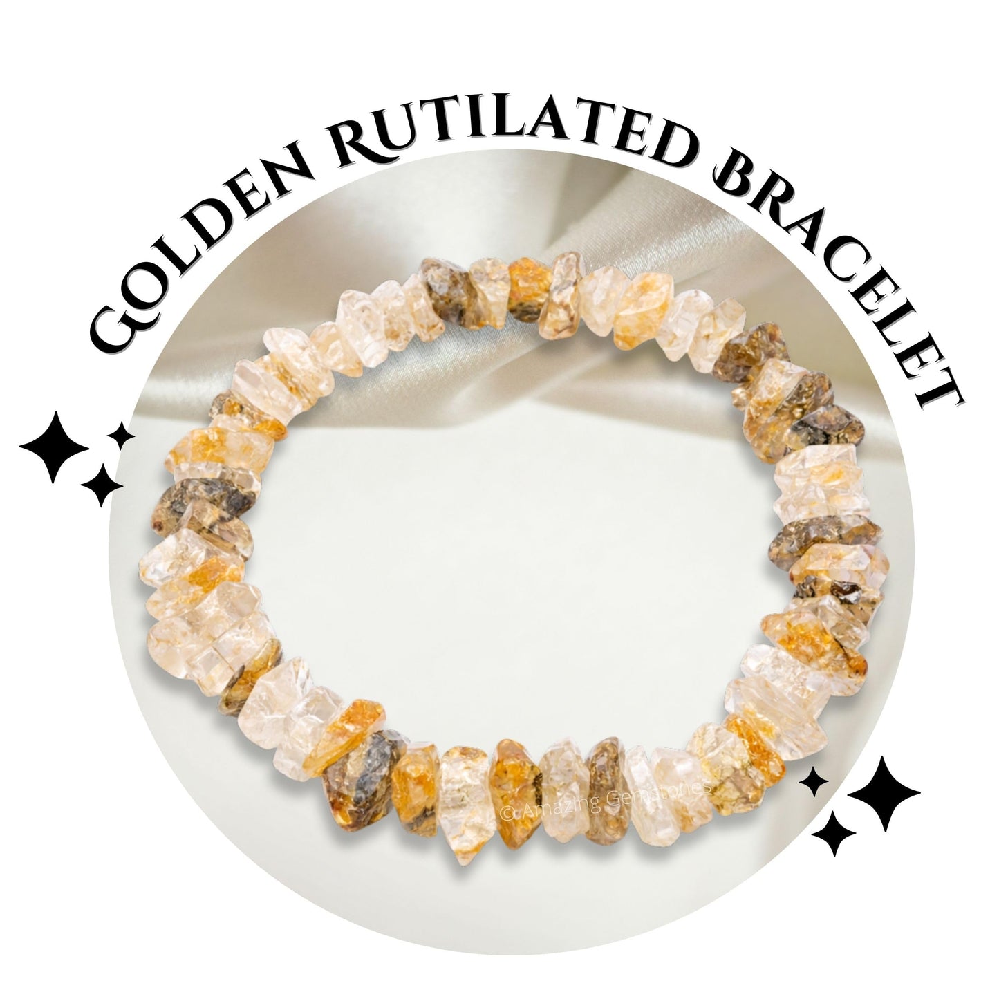Amazing Gemstone Chips Bracelet (Golden Rutilated Quartz)