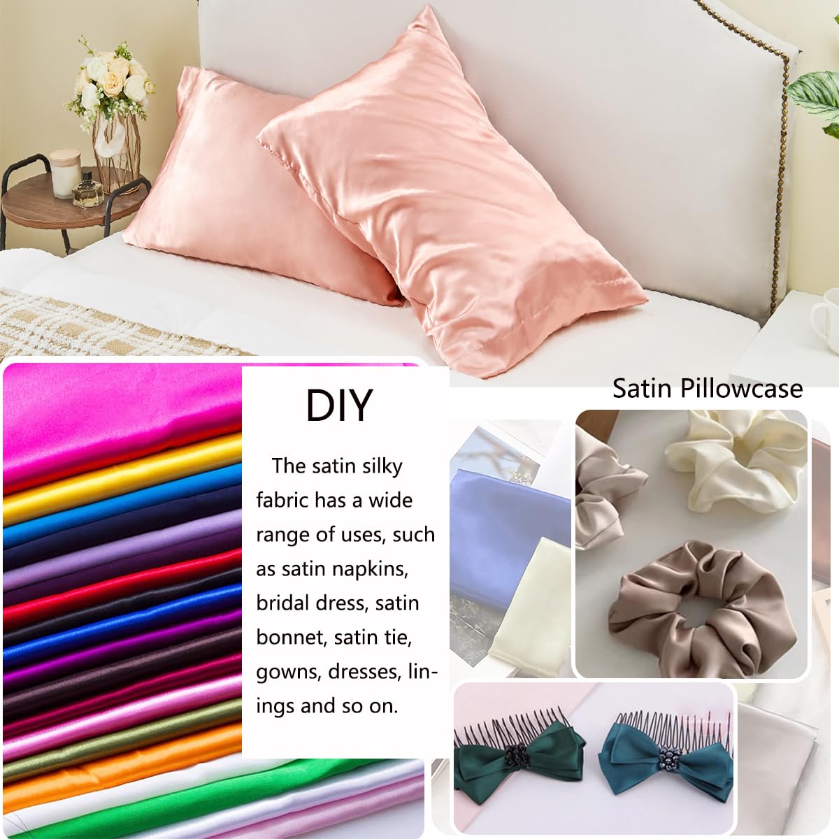 Sage Green Satin Fabric 10 Yards 60 Inch Wide Silky Polyester Lining Material for Bridal Shower Birthday Party Wedding Draping Decorations & Crafts Sewing DIY Decor