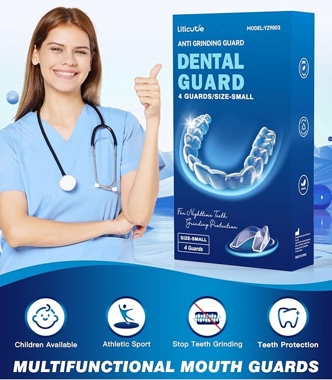 Mouth Guard for Grinding Teeth at Night,Teeth Grinding Mouth Guard for Sleep,Reusable Guard for Sleeping,4 Pack/Small Size,Transparent