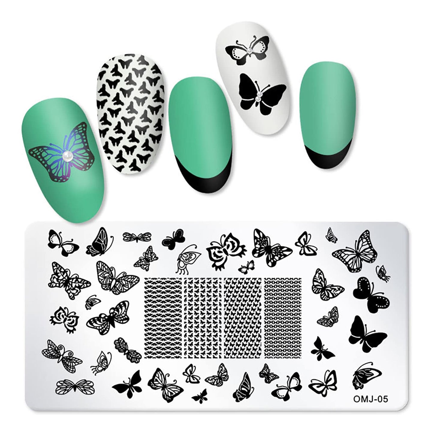 SILPECWEE 10Pcs Nail Stamping Plate Flower Butterfly Geometry Nail Stamps Nail Stencils Nail Plates Templates Stamping Plates for Nails Nail Art Accessories