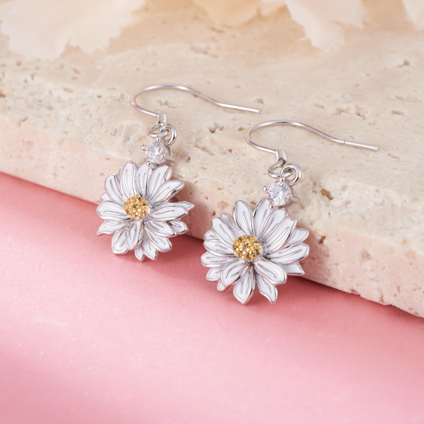 Daisy Earrings 925 Sterling Silver Flower Earrings Daisy Jewelry Gifts for Women
