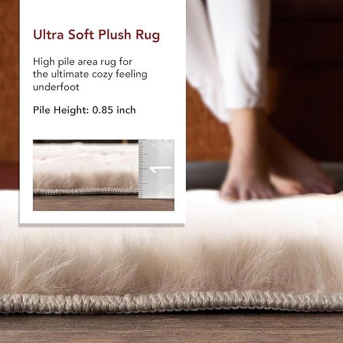 Nuloom Nia White/Ivory, 3'9" x 6', Cozy Shag, Fluffy and Soft, High Traffic, Stain Resistant, Easy Clean, Durable Machine Washable Area Rug for Bedroom, Living Room, Dining, Den, Foyer, Entryway