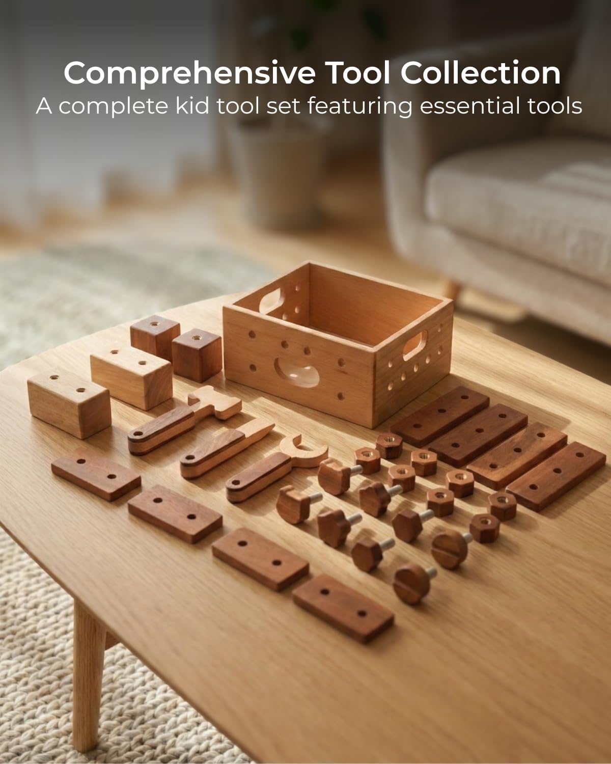 DadCarved Kids Tool Set with Baby Push Car Set