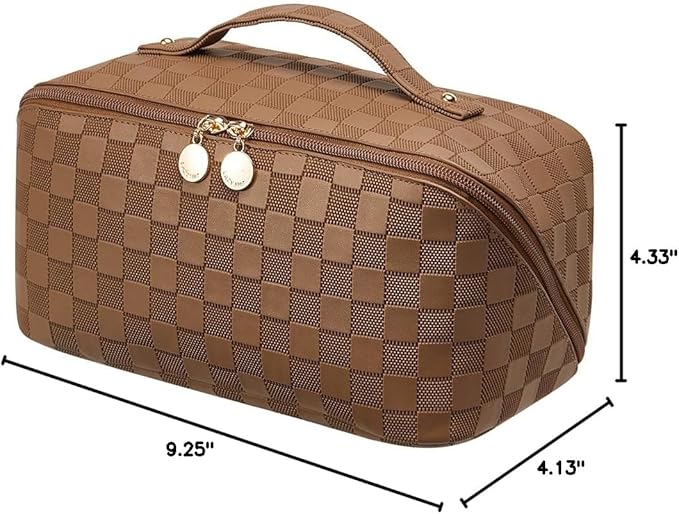 EACHY Travel Makeup Bag,Large Capacity Cosmetic Bags for Women,Waterproof Portable Pouch Open Flat Toiletry Bag Pattern Makeup Bag