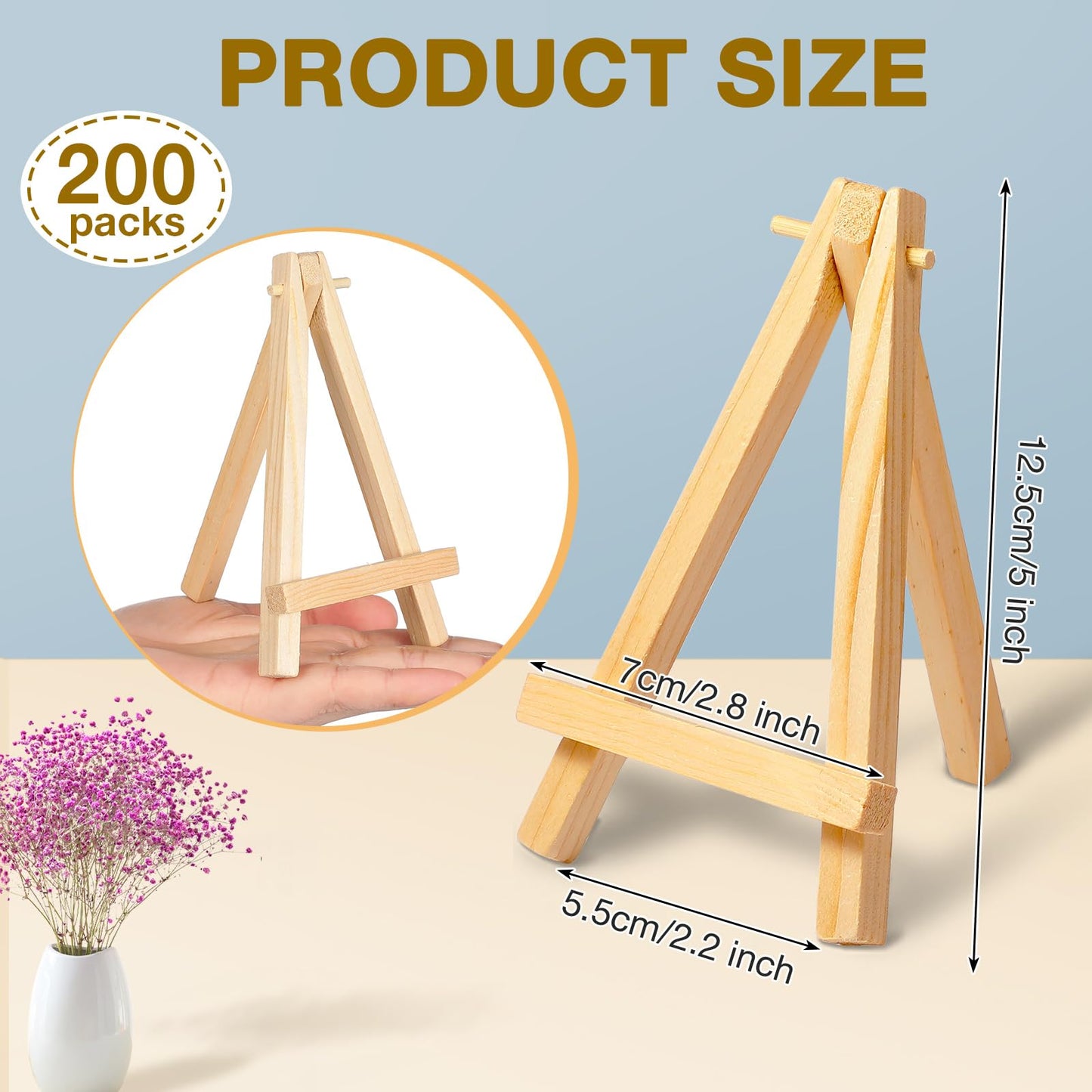 Mimorou 100 Pieces Mini Wood Easel Stands Small Wooden Canvas Easels Display Art Craft Tripod Painting Tabletop Holder for Artist Crafts, Business Cards, Photos, Gift(5 Inch)