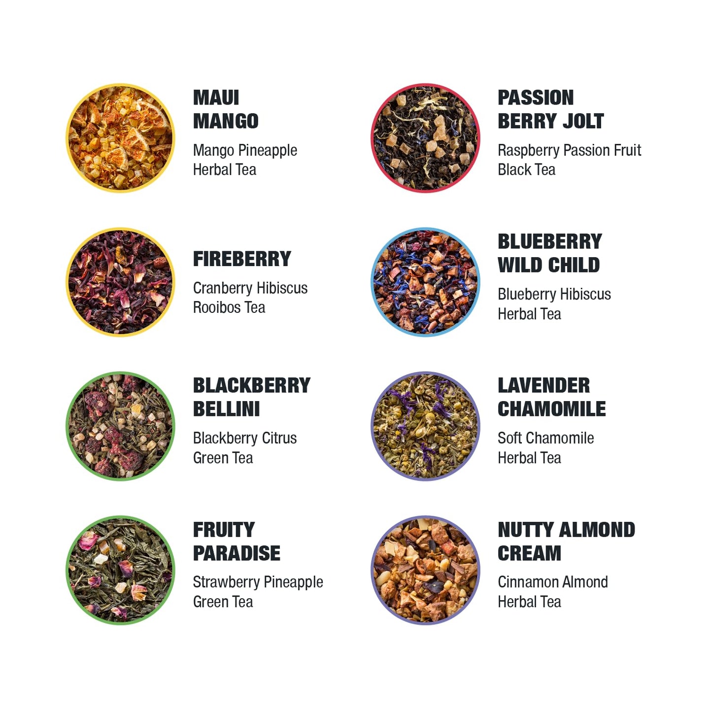 Tiesta Tea - Top 8 Favorites Sampler Set, Loose Leaf, Up to 80 Cups, High to No Caffeine, Hot & Iced, Tea Variety Pack with Green, Herbal, & Black, 8 Sample Pouches