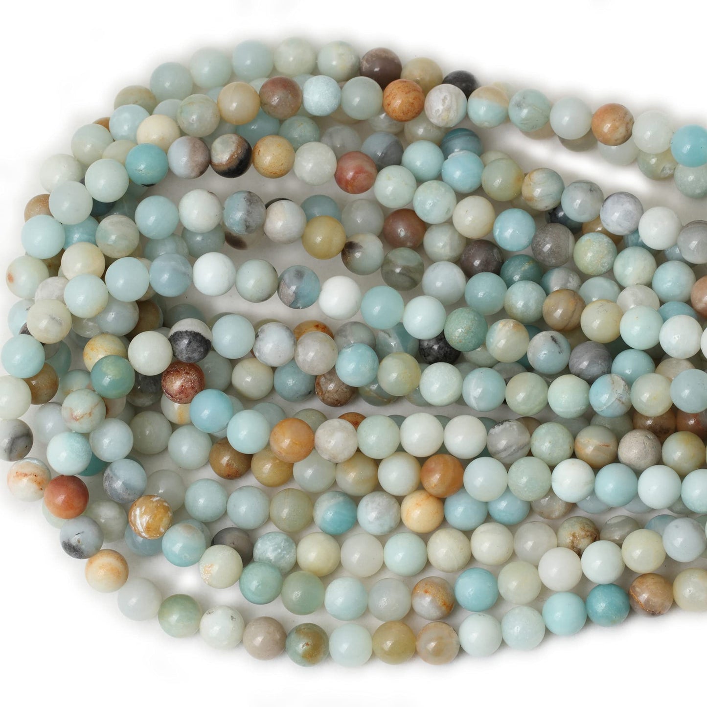 CHEAVIAN 45PCS 8mm Natural Mix Color Amazonite Gemstone Round Loose Beads Stone Beads for Jewelry Making DIY 1 Strand 15"