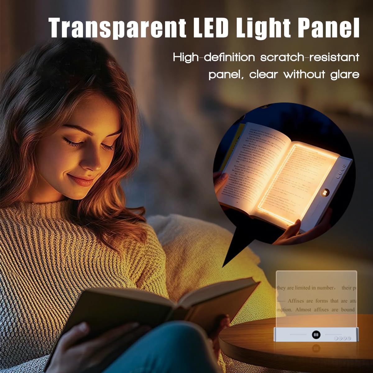DEYOT Flat Book Light,2026 Upgrade, Book Light Treasure Box, Reading in Bed at Night with 3 Colors & Timer, Dimmable Panel Plate Book Lamp Full Page Light, Bookish Gifts for Book Lovers(White)