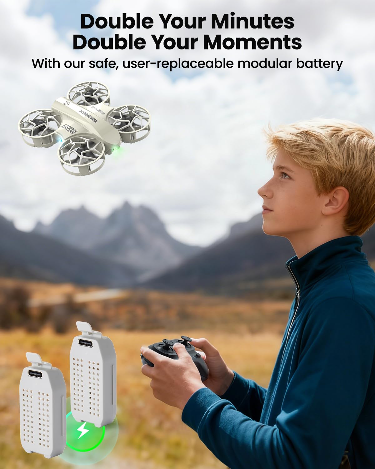 SIMREX Mini Drone for Kids & Beginners, RC Quadcopter with Altitude Hold, 3 Speed Modes, One Key Takeoff/Landing, Headless Mode, Cool LED Lights, Stunt Flip, Ideal Christmas Birthday Gift Toy(Gray)