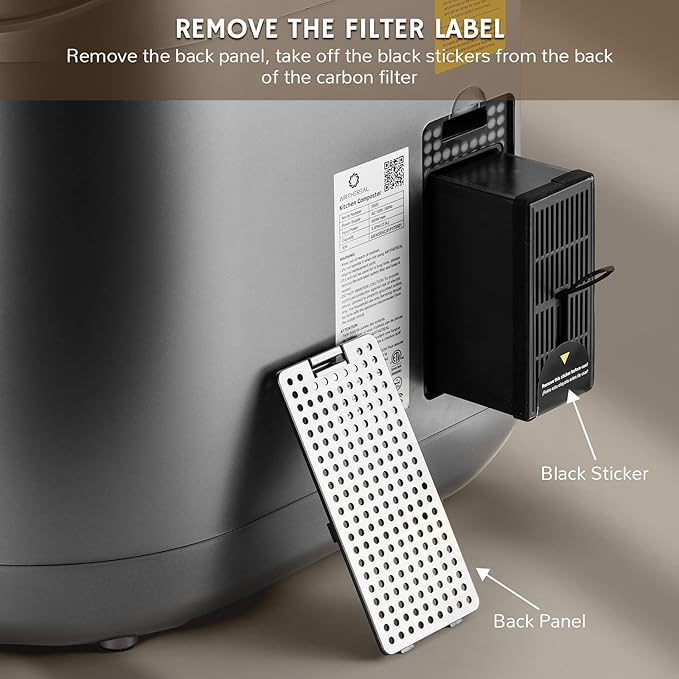 Airthereal Bundle | Revive Electric Kitchen Composter and 1 Spare Bucket + Lid, 2.5L Capacity with SHARKSDEN® Tri-Blade, Turn Food Waste and Scraps into Dry Compost Fertilizer