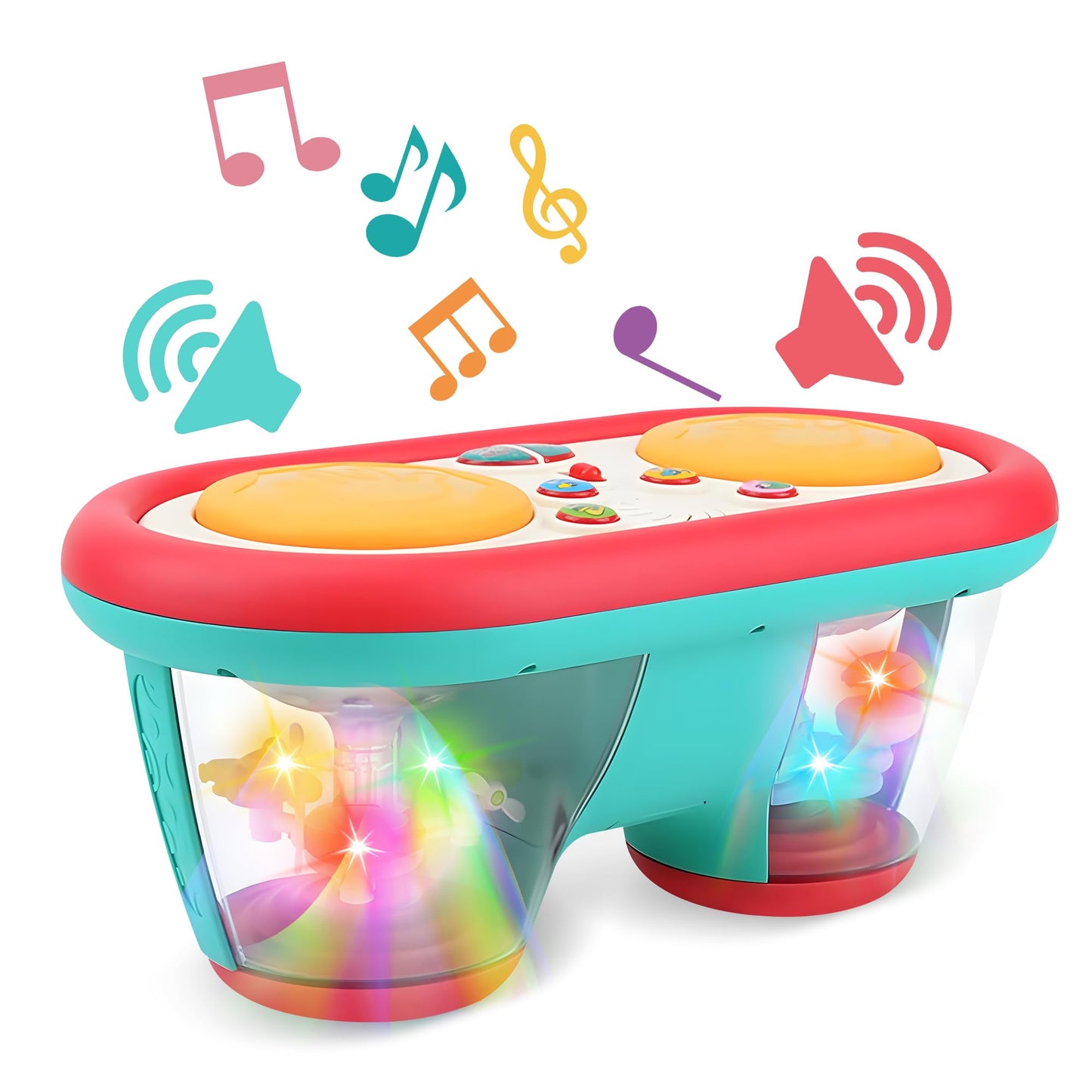 ROHSCE Montessori Sensory & Musical Baby Bundle: Textured Turtle Balls & Drum Musical Learning Infant Toys