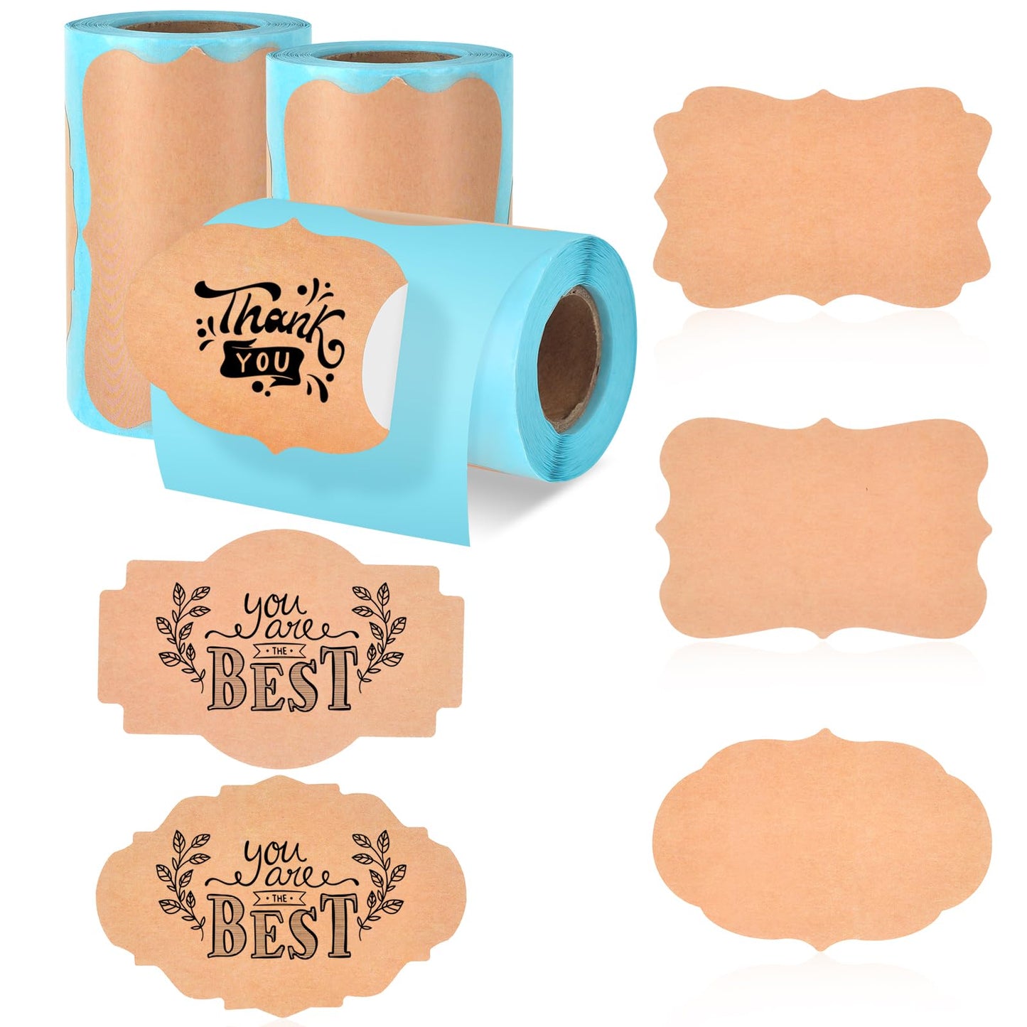 Brown Thermal Labels - 3 Roll Pack of 600 Pieces, 3x2 Inch, Vintage Style, Compatible with Thermal Label Printer, Ideal for DIY Design, Address, Consignment