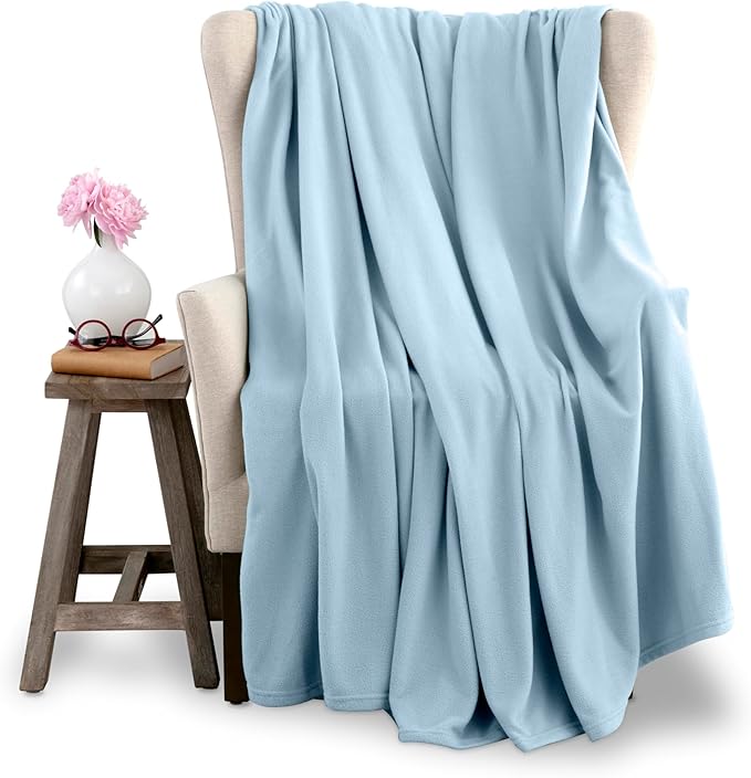 Vellux King Size Microfleece Blanket | Fleece Bed Blanket | All-Season Comfort| Supersoft Lightweight Throw Blanket | Plush Throw Blanket for Bed Couch or Sofa | Travel Blanket | Pet-Friendly | Blue
