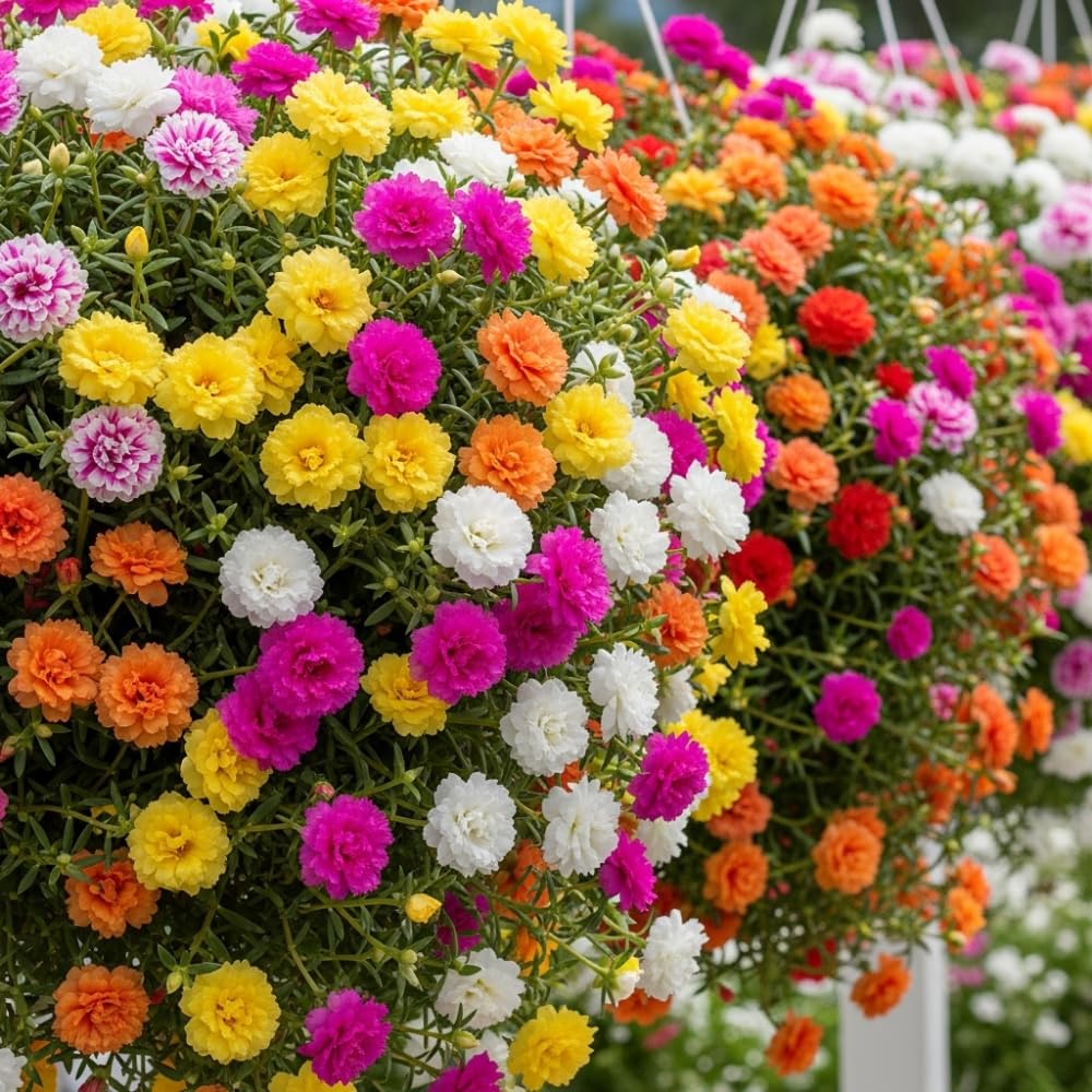 Mix Moss Rose Plants Live, 3 to 5 Inc Tall, Moss Rose Portulaca Plants, Ground Cover Plant Garden