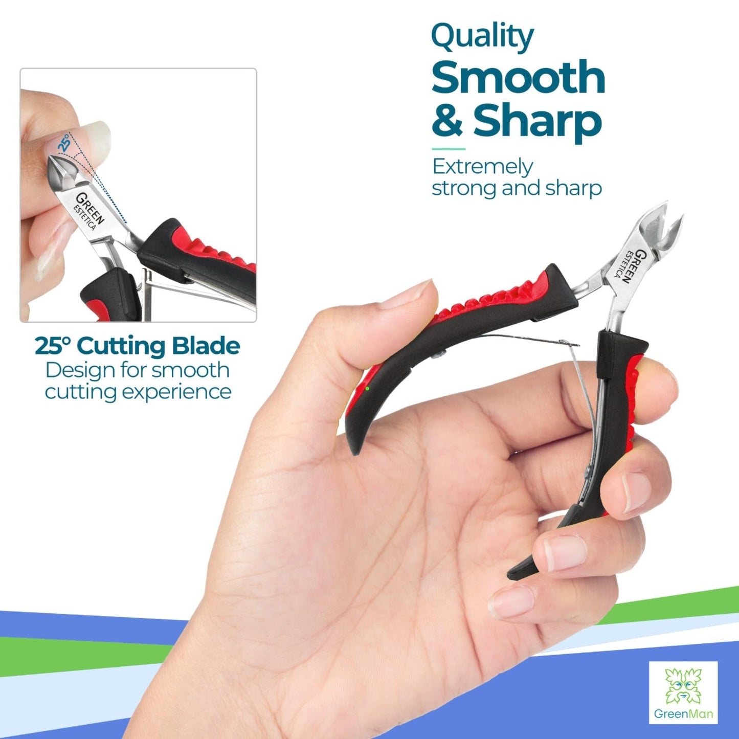 Professional Cuticle Trimmer & Premium Cuticle Nipper with Non-Slip Grip Handle– Stainless Steel Sharp Blades, Double Spring Manicure Pedicure Tools for Home & Salon Care (Black/Red & Silver)