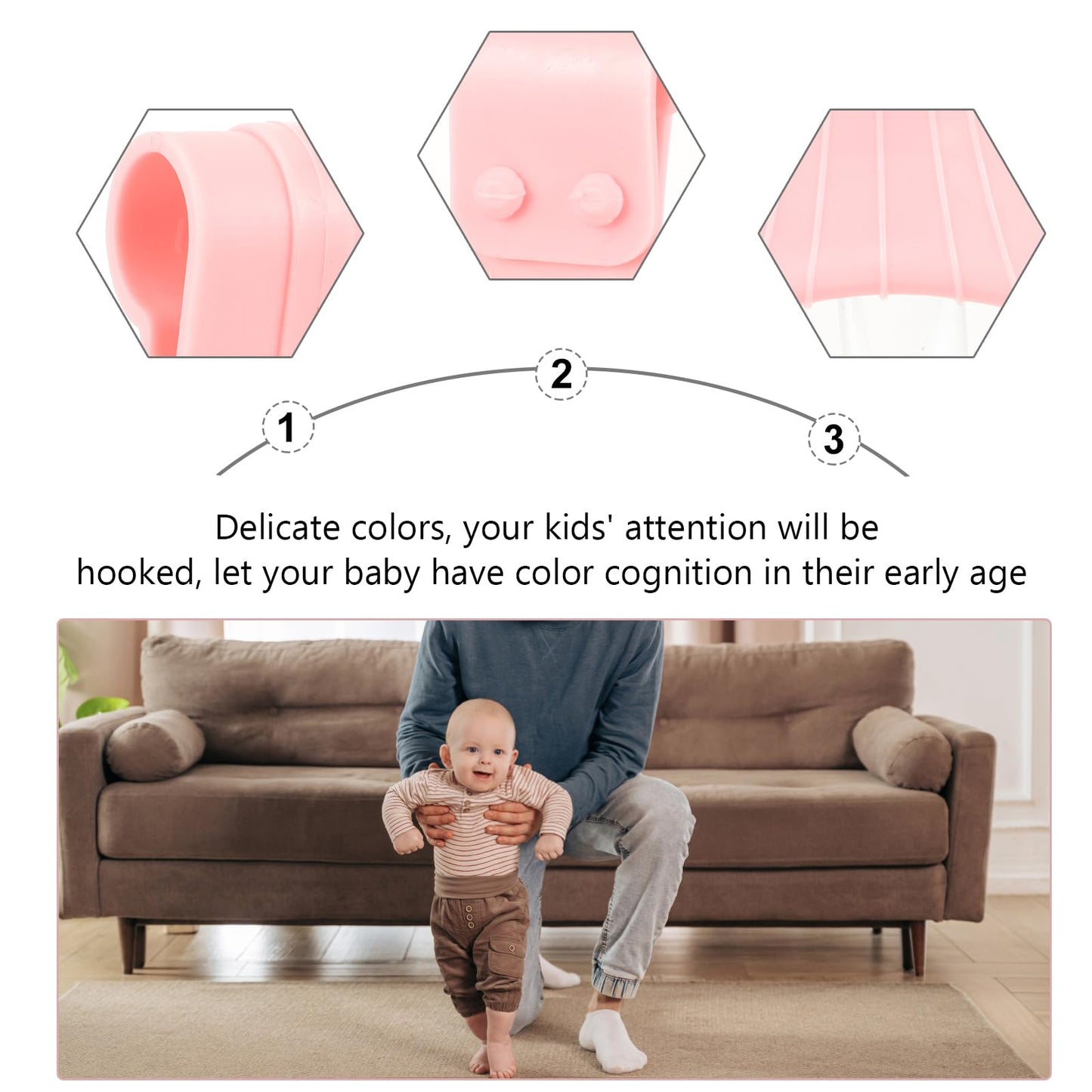 SAFIGLE Baby Crib Pull Rings Infant Playpen Pull up Rings for Toddler Walking Assistance Lightweight Baby Bed Stand up Handles with Smooth Rounded Edges for Safe Grip 7.67X3.54X0.47In