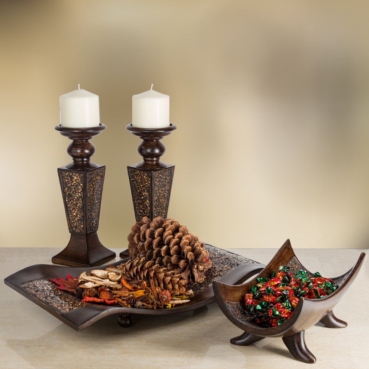 Creative Scents Schonwerk Brown Centerpiece Home Decor Crackled Mosaic Design, Table Decorations for Dining/Living Room/Coffee Table Decor - Best Wedding