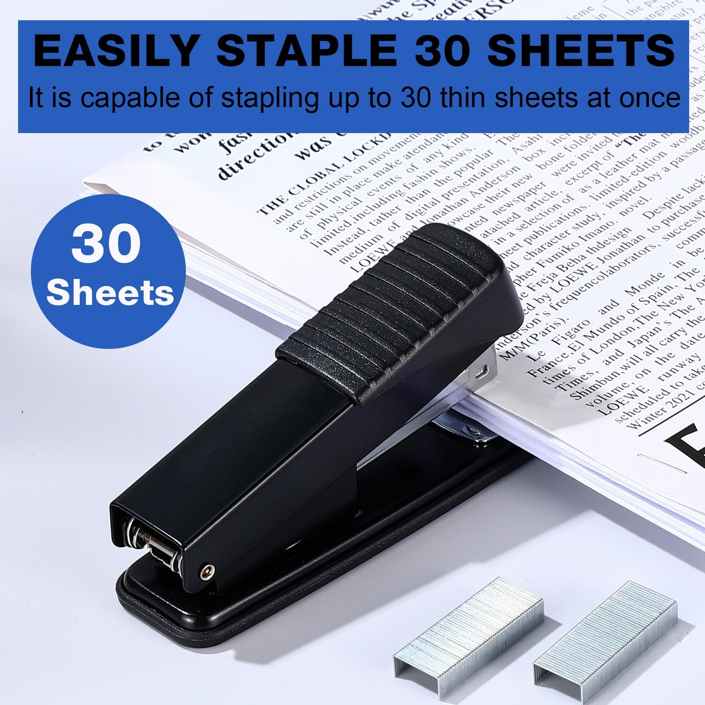AmazingSpark 12 Pack Staplers for Desk with 12000 Staples Office Stapler Bulk 30 Sheet Capacity Metal Non-Slip Stapling Machine Heavy Duty for School Office