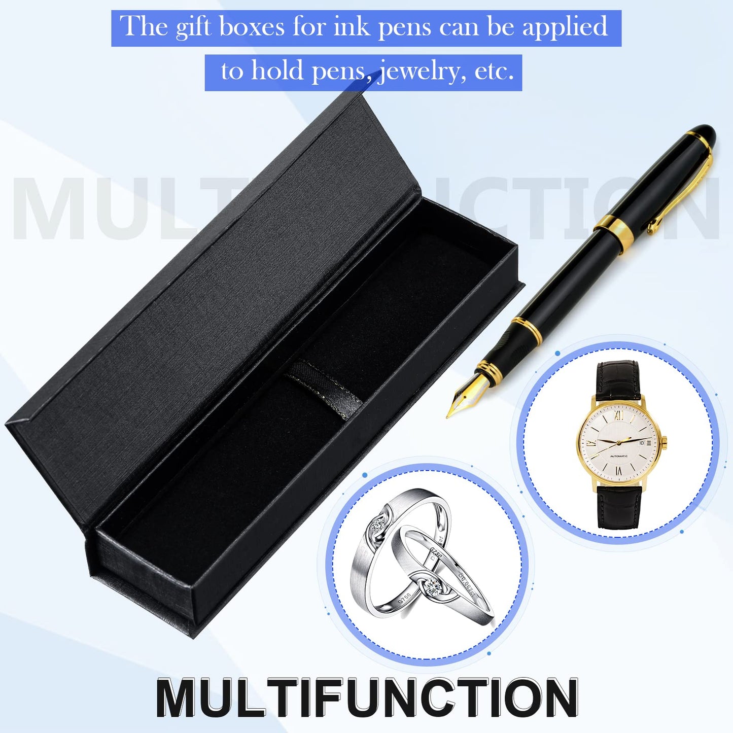 Gersoniel 18 Pcs Pen Boxes Gift Empty Black Pen Case with Cushion Cardboard Box Display Case for Jewelry Gift Birthday Souvenir Presentation Business Christmas Office Supplies