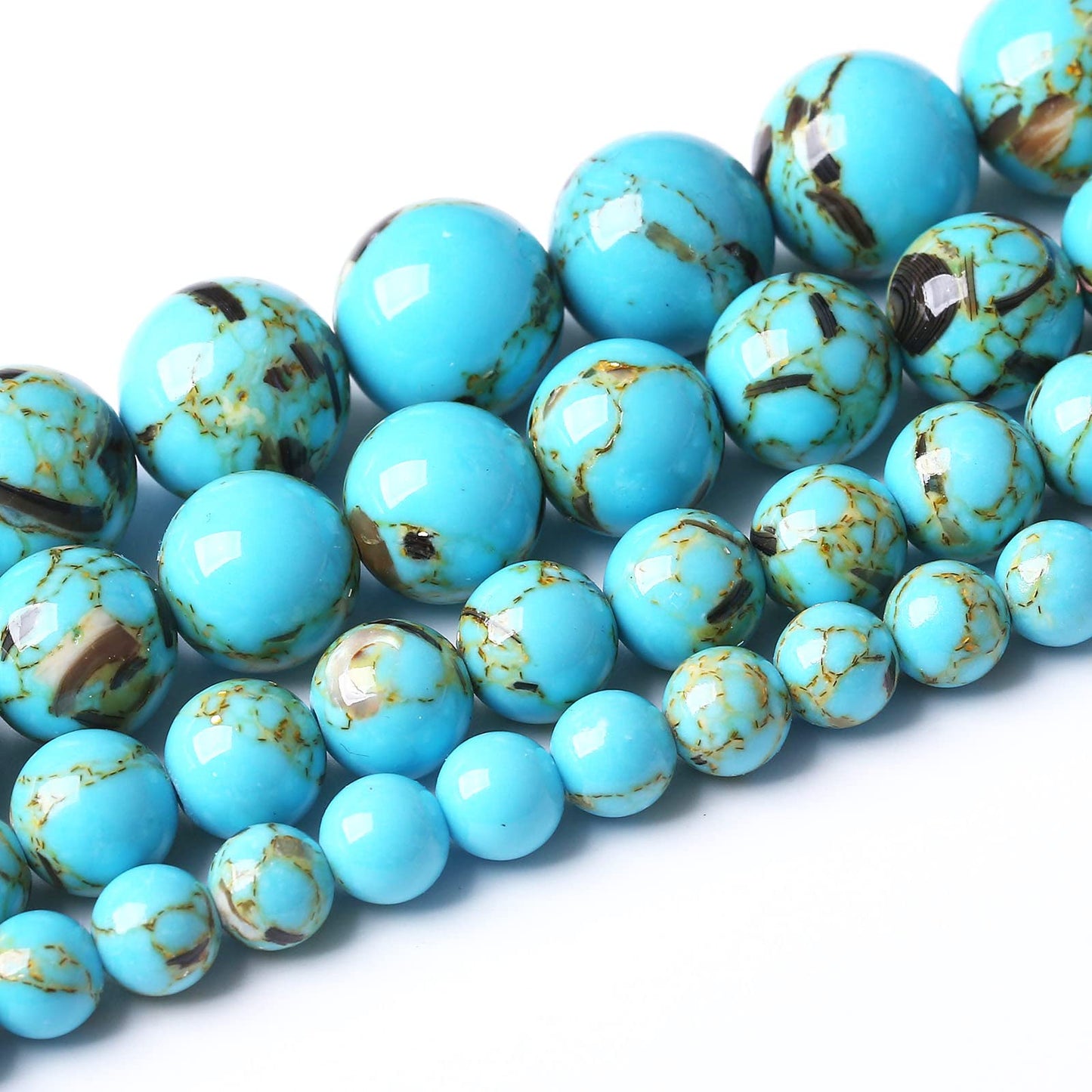 45PCS 8MM Beads - Shell Turquoise & Mother-of-Pearl Round Loose Natural Gem Beads for Jewelry Making - 15