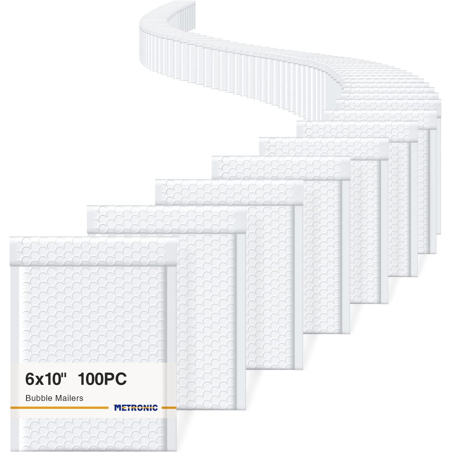 Metronic White Bubble Mailers 6x10" 100 PC Self-Seal Bubble Mailer Usable Size 6x9" Thick Padded Envelopes Cushion Mailing Envelopes Bubble Padded for Mailing Makeup Jewelry