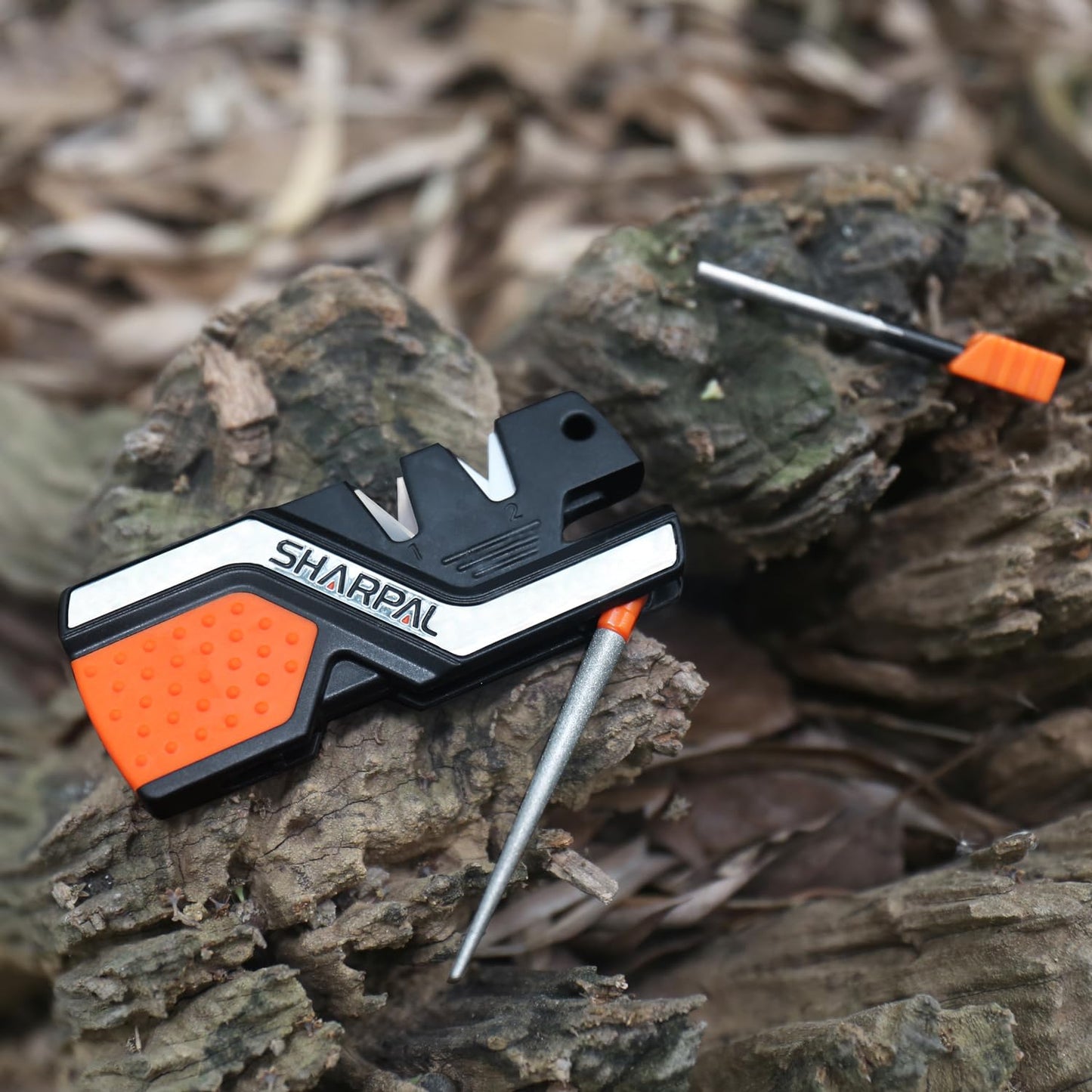 SHARPAL 101N 6-in-1 Pocket Knife Sharpener & Survival Tool – Diamond Sharpening Rod, Fire Starter Ferro Rod, Whistle – Sharpens Straight & Serrated Blades, Repairs & Hones Knives Mothers Day Gifts