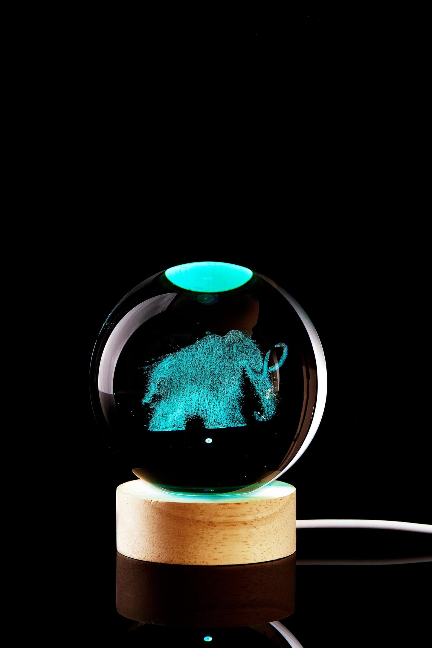 LMLOBEP Large Elephant Crystal Ball Night Light with Woodern Base, 3D Mammoth Crystal Lamp 16 Color Changing with Remote Control, Laser Engraved Glass Ball Lamp, Room Decor (Elephant)