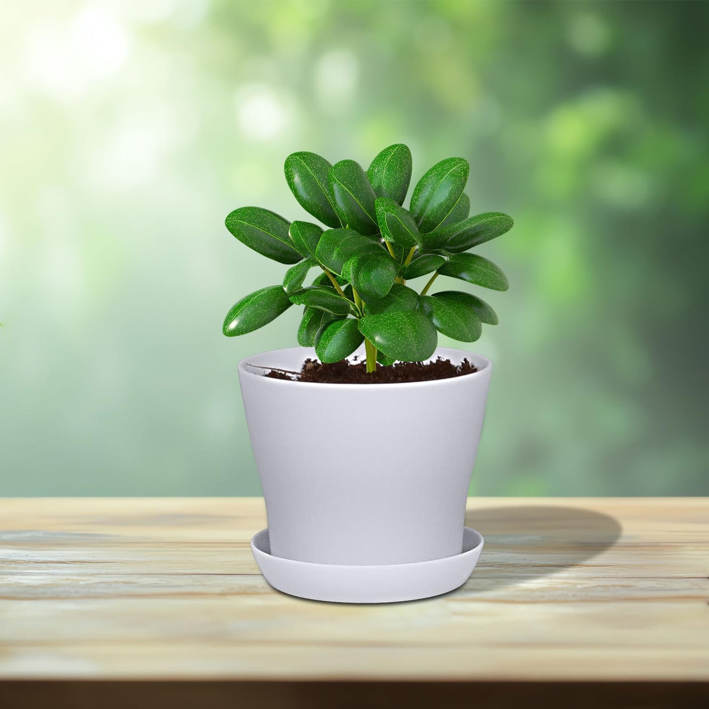 JERIA 16-Pack 4" Plastic Flower Plant Pots Thickened Seedlings Nursery Pots, Flower Plant Container Seed Starting Pots with Pallet (White)